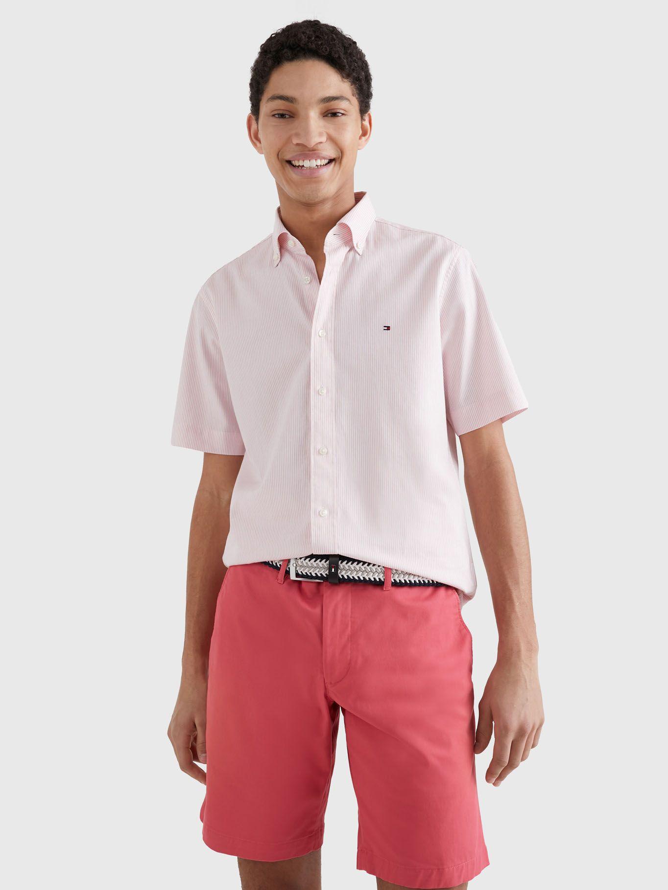 Camisa Oxford Stripe Regular Fit Rosado Tommy Hilfiger-0