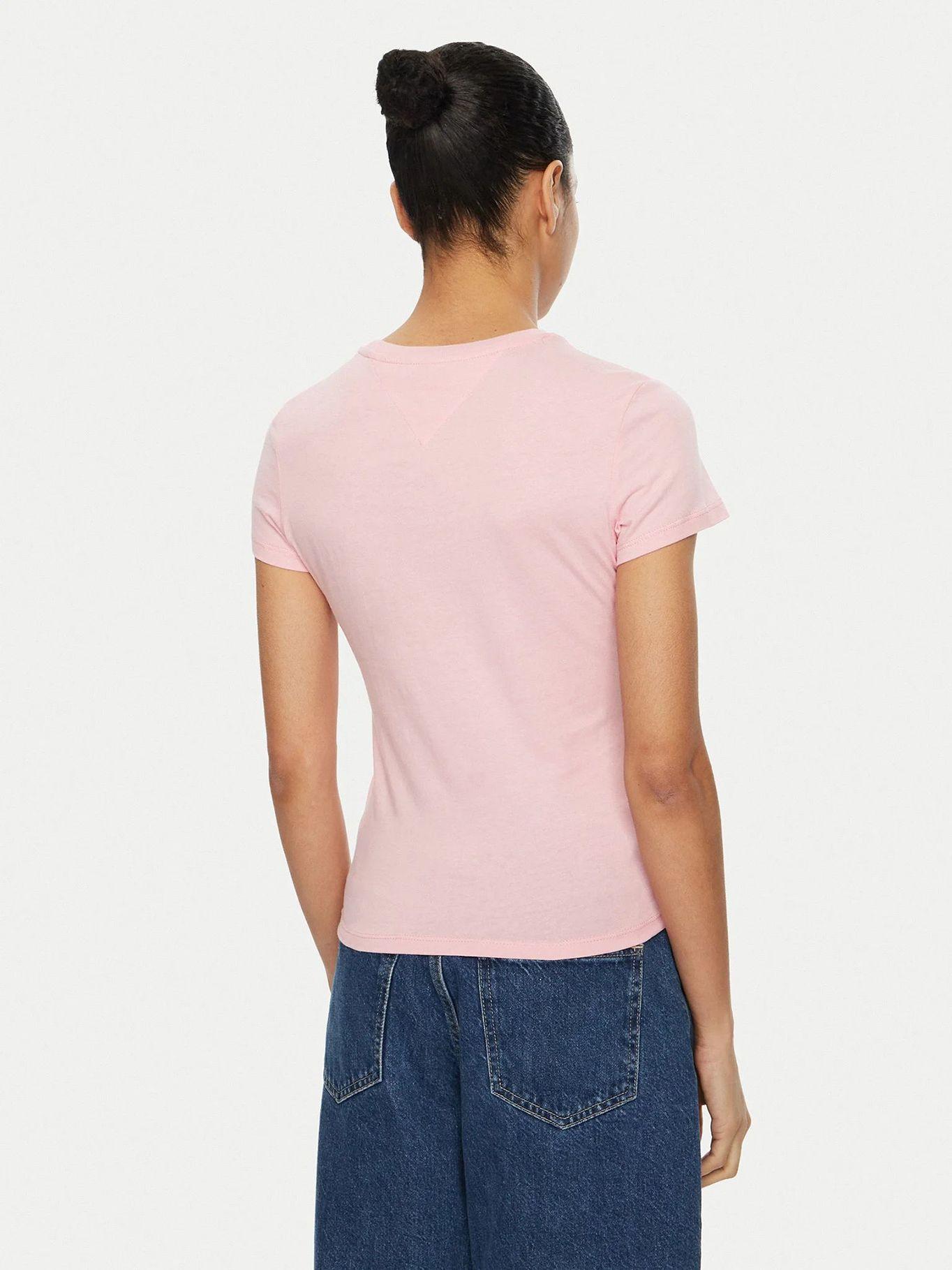 Polera Linear Con Logo Slim Fit Rosado Tommy Jeans-2