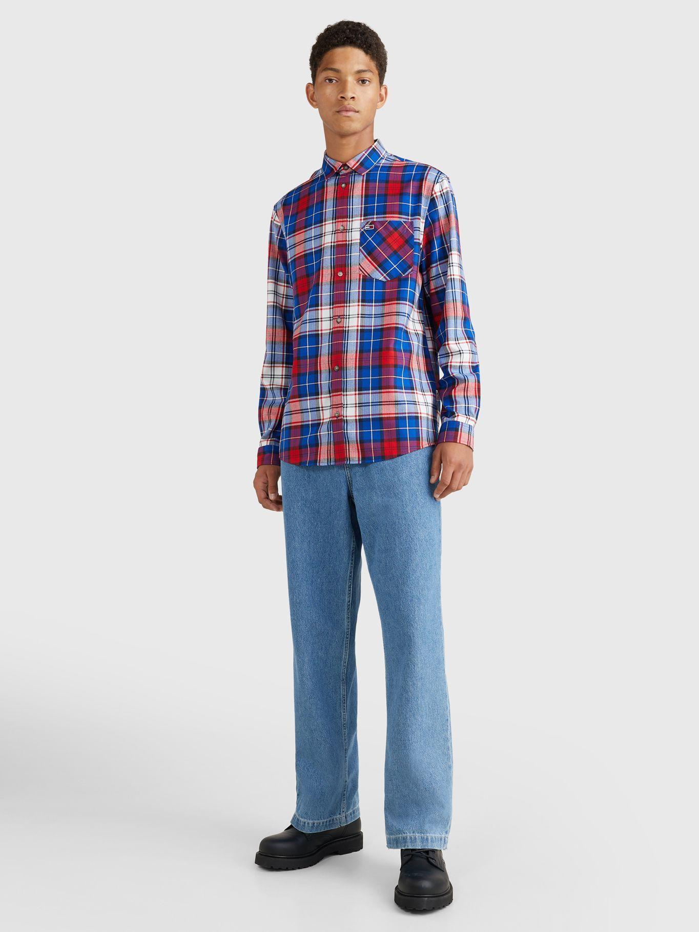 Camisa Check Flannel Con Logo Azul Tommy Jeans-1