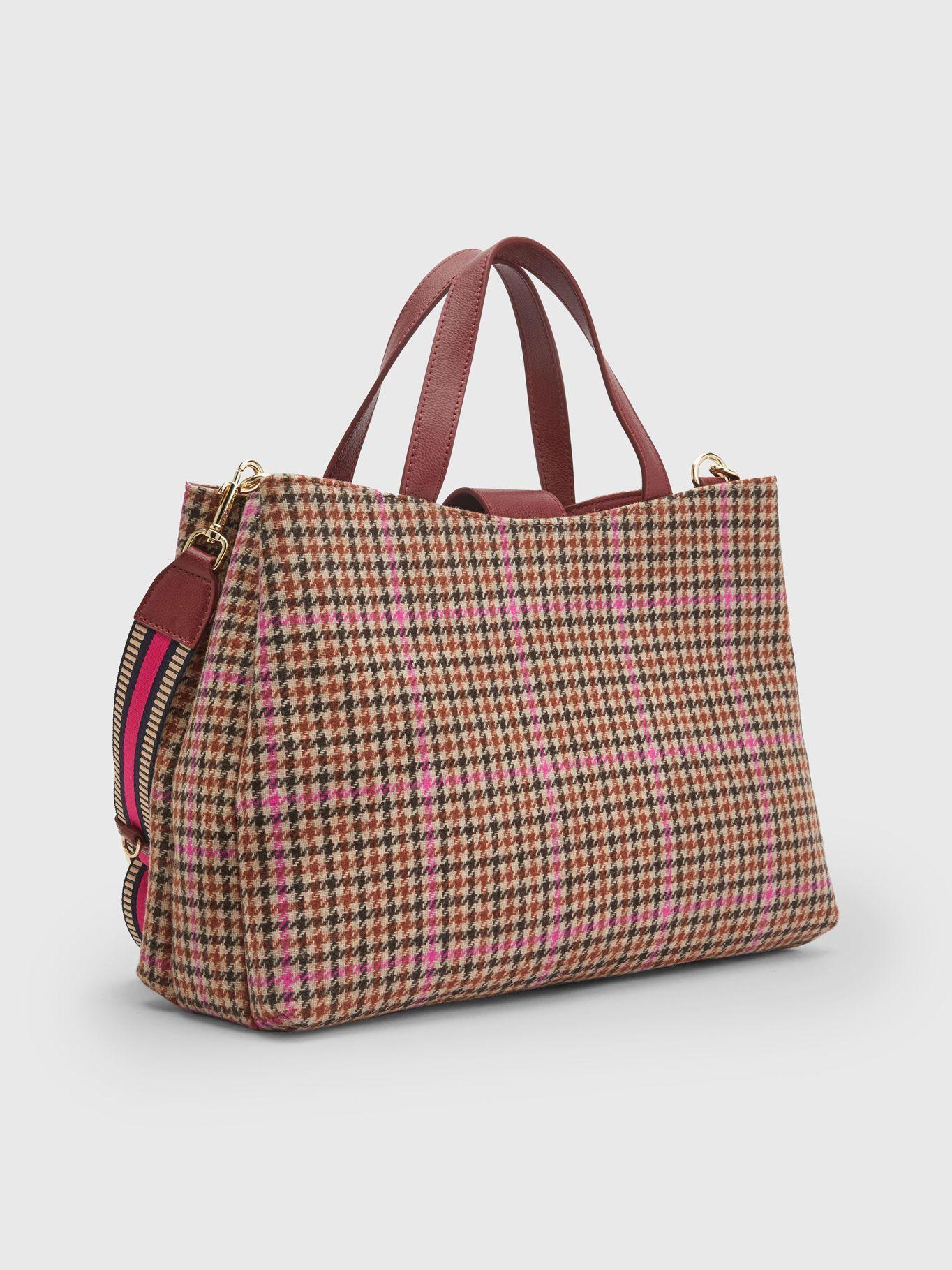 Bolso Satchel Iconic A Cuadros Beige Tommy Hilfiger-2