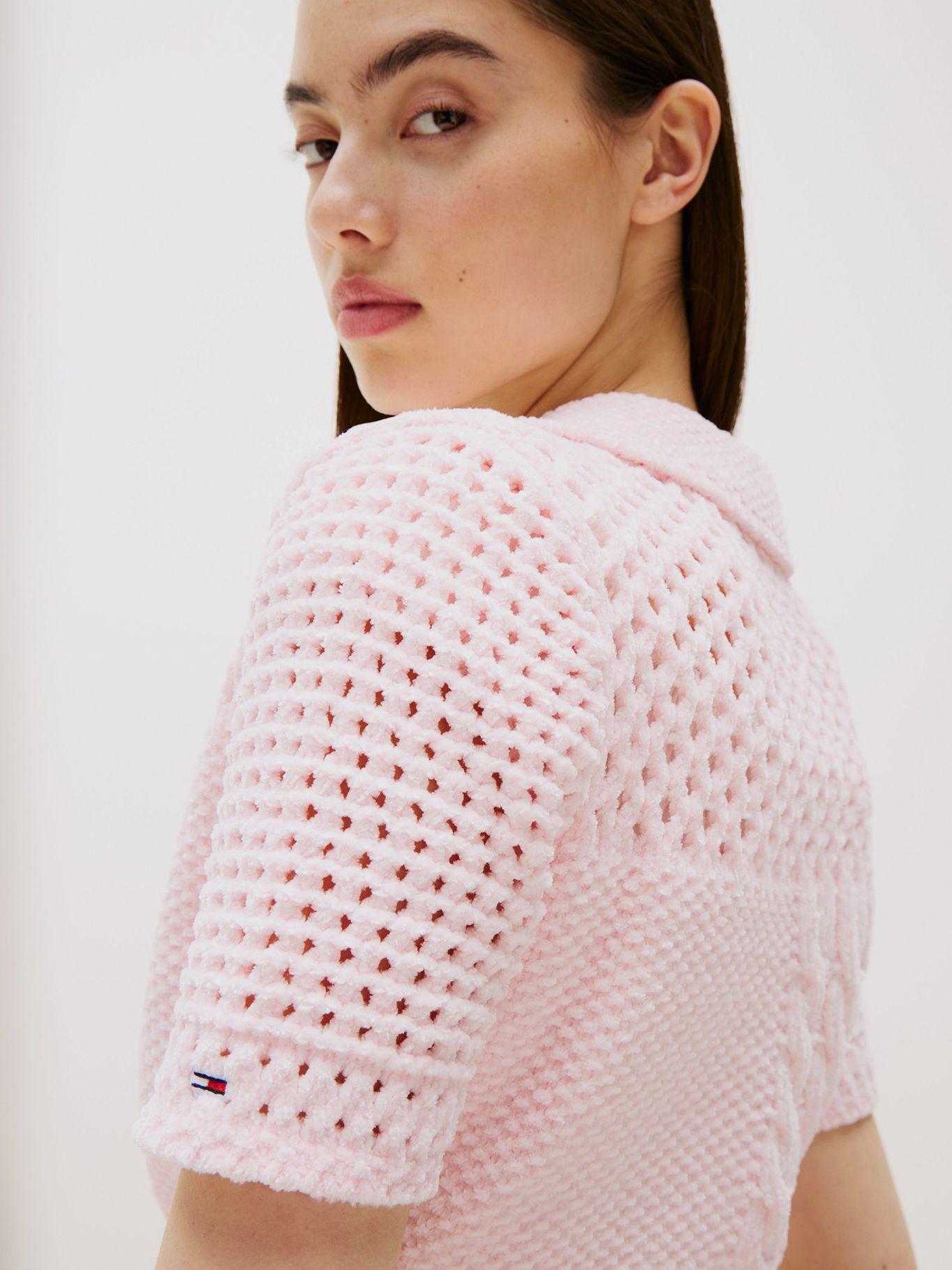 Cárdigan Polo Flag Logo Rosado Tommy Jeans-3