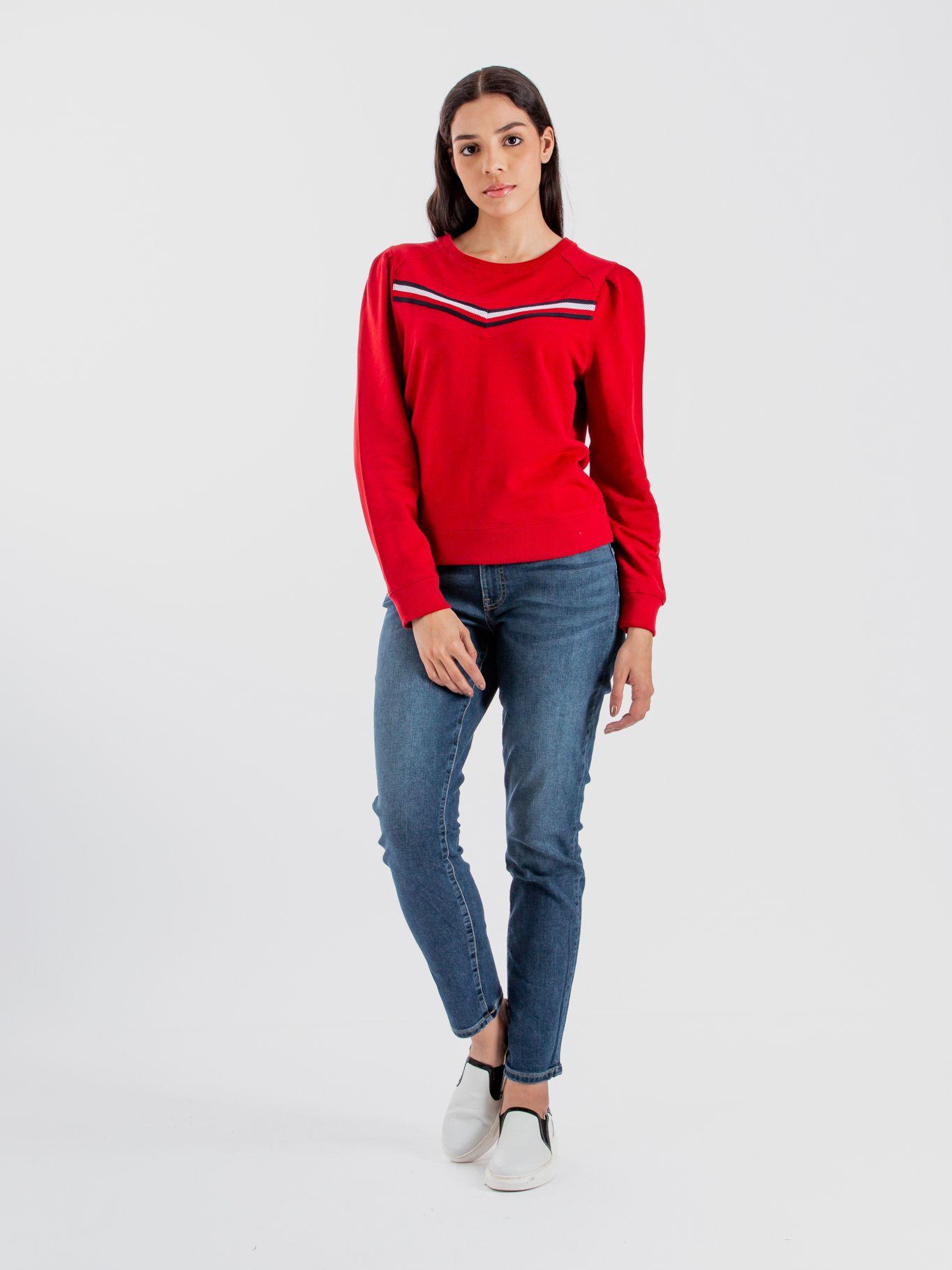 Poleron Solid Con Logo Stripe Rojo Tommy Hilfiger-1