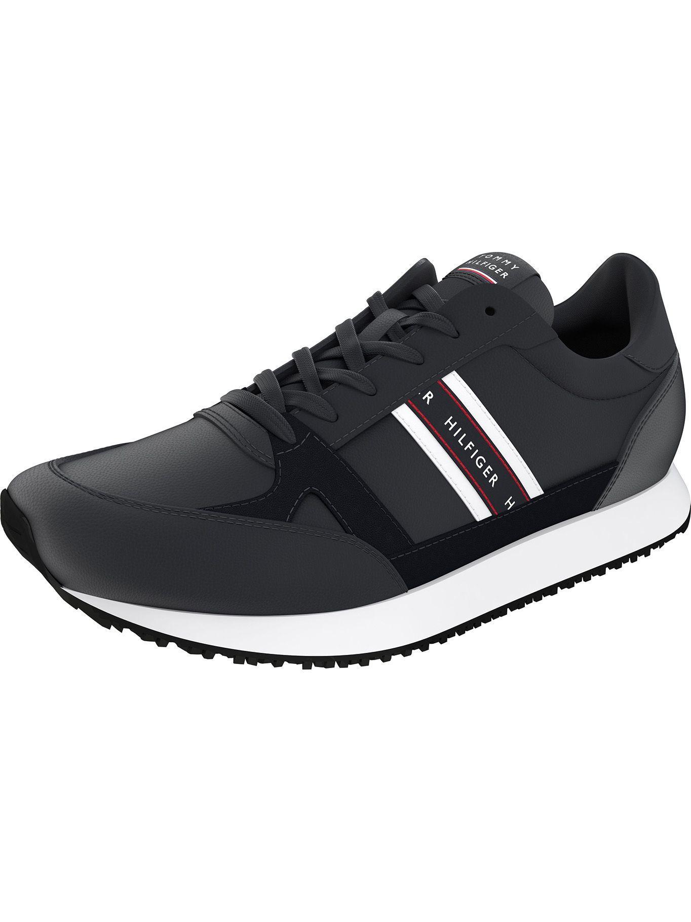 Zapatillas Running En Cuero y Logo Azul Tommy Hilfiger-2
