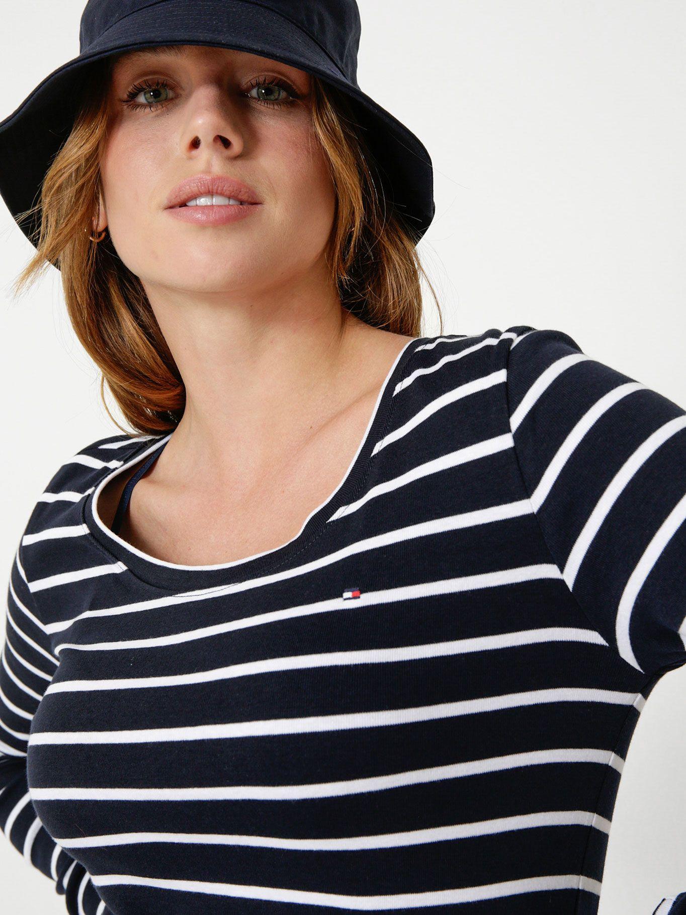 Polera A Rayas Con Logo Azul Tommy Hilfiger-3