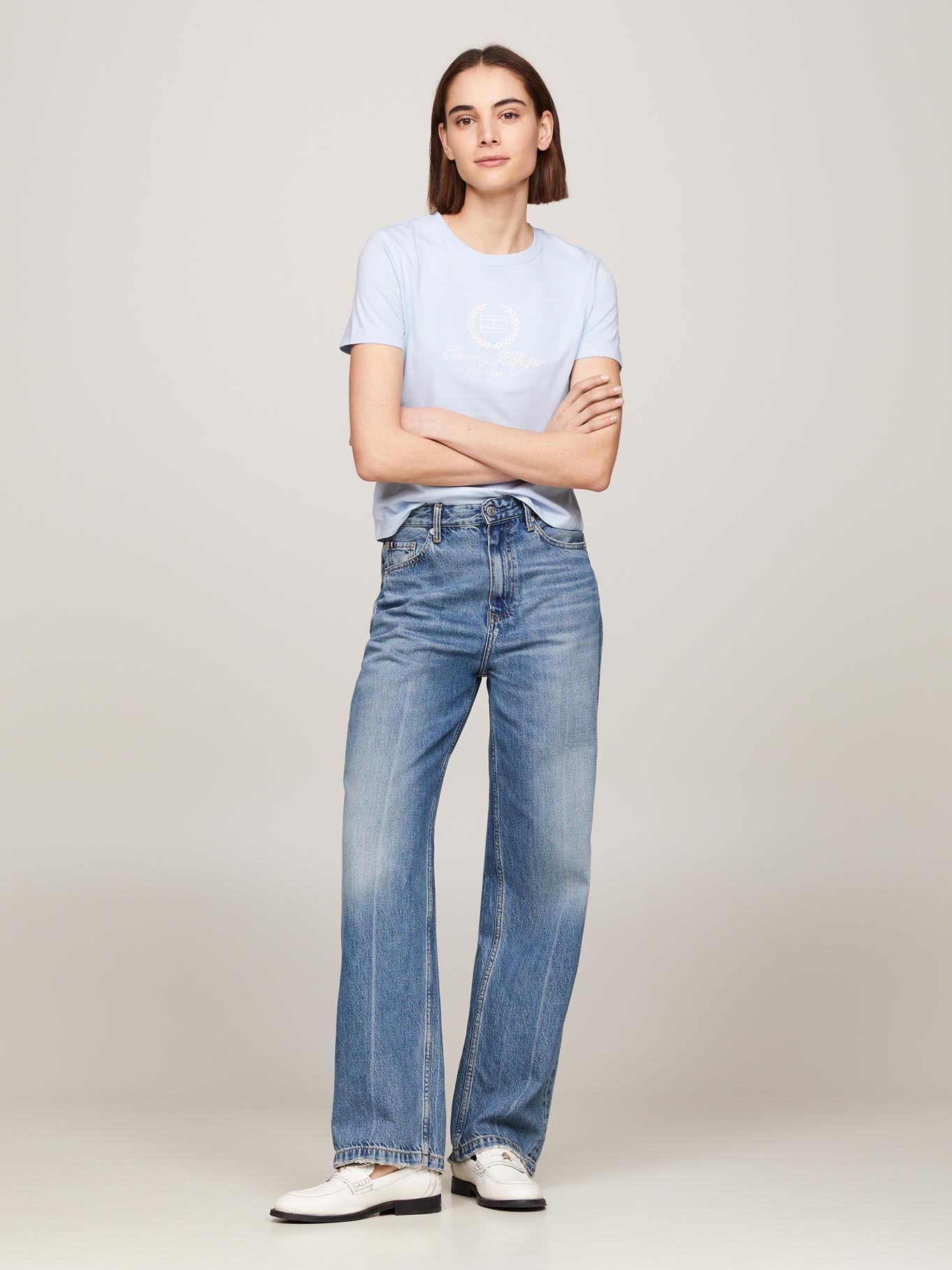 Polera Flag Logo Slim Fit Celeste Tommy Hilfiger-1