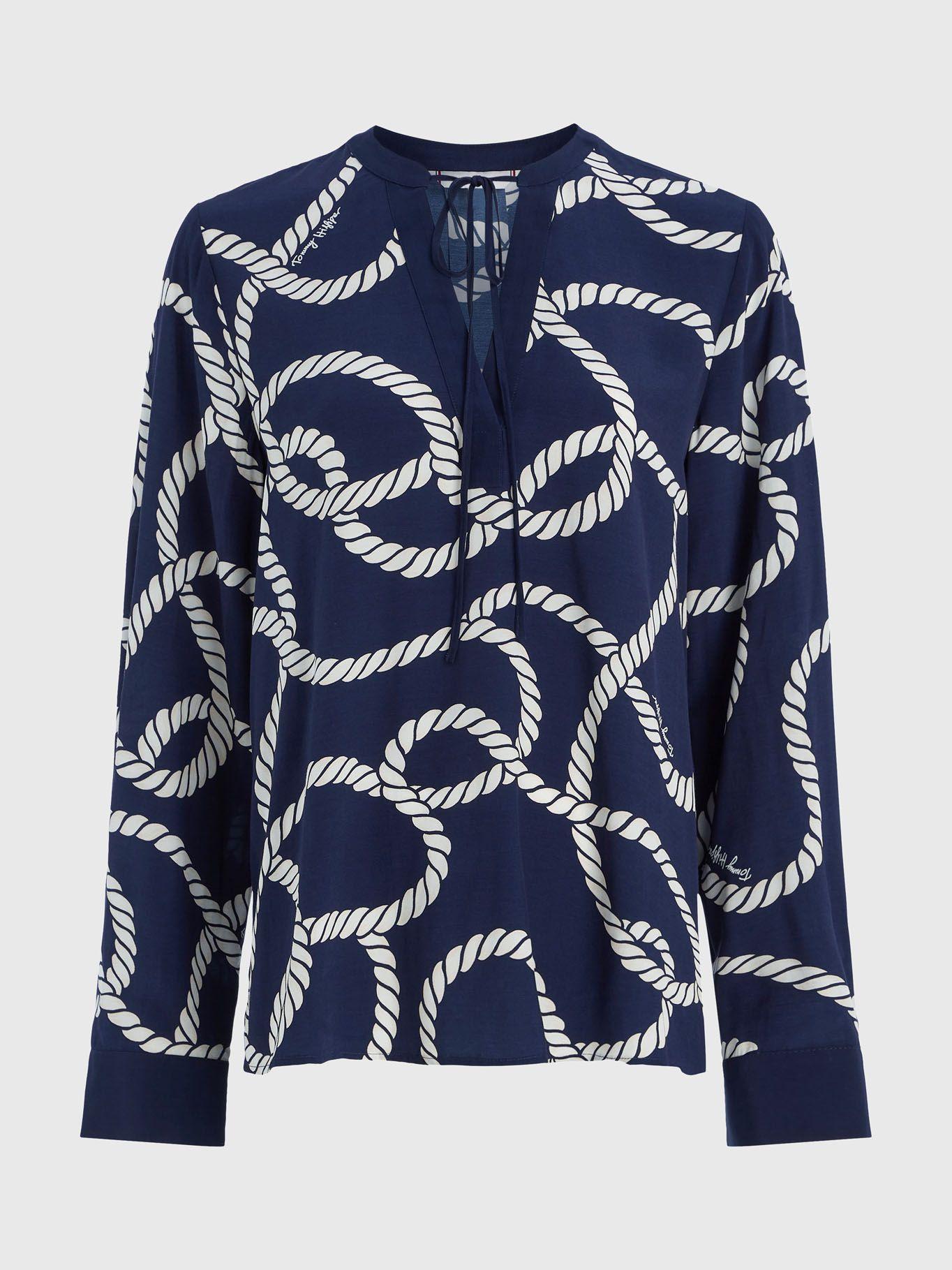 Blusa Con Estampado De Cuerdas Azul Tommy Hilfiger-4