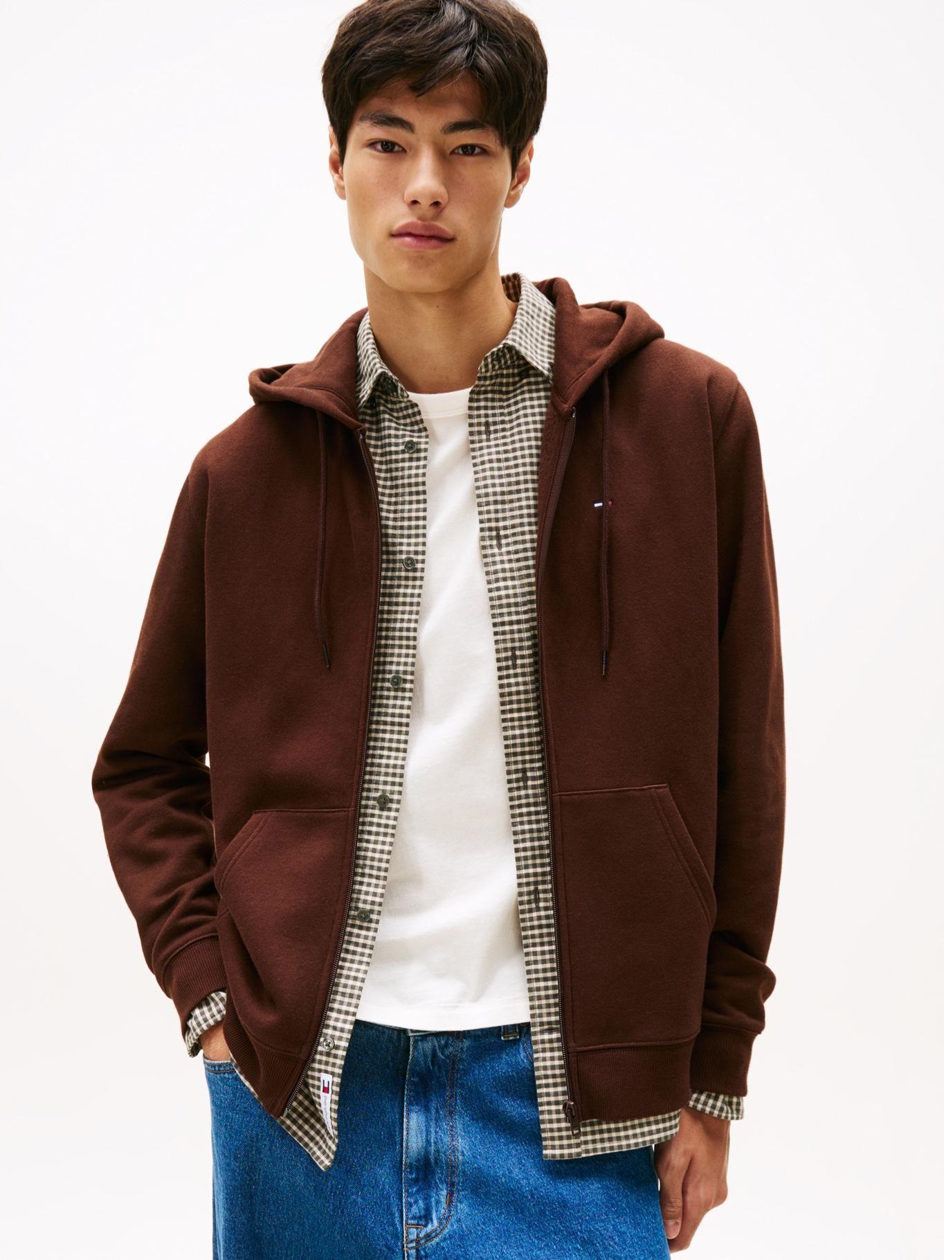 Polerón Hoodie Con Cierre Cremallera Café Tommy Jeans-0