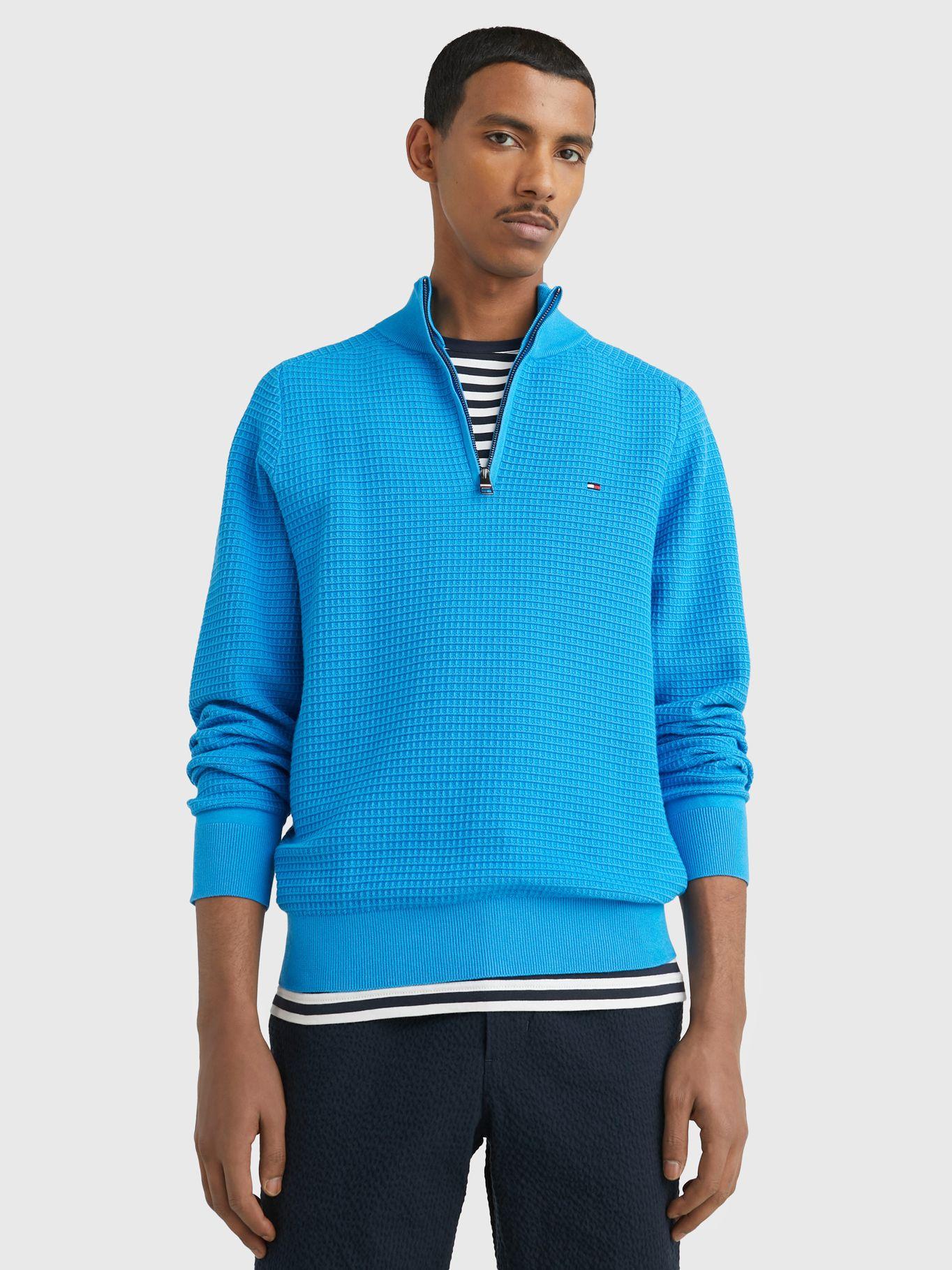 Sweater A Cuadros Medio Cierre Celeste Tommy Hilfiger-0