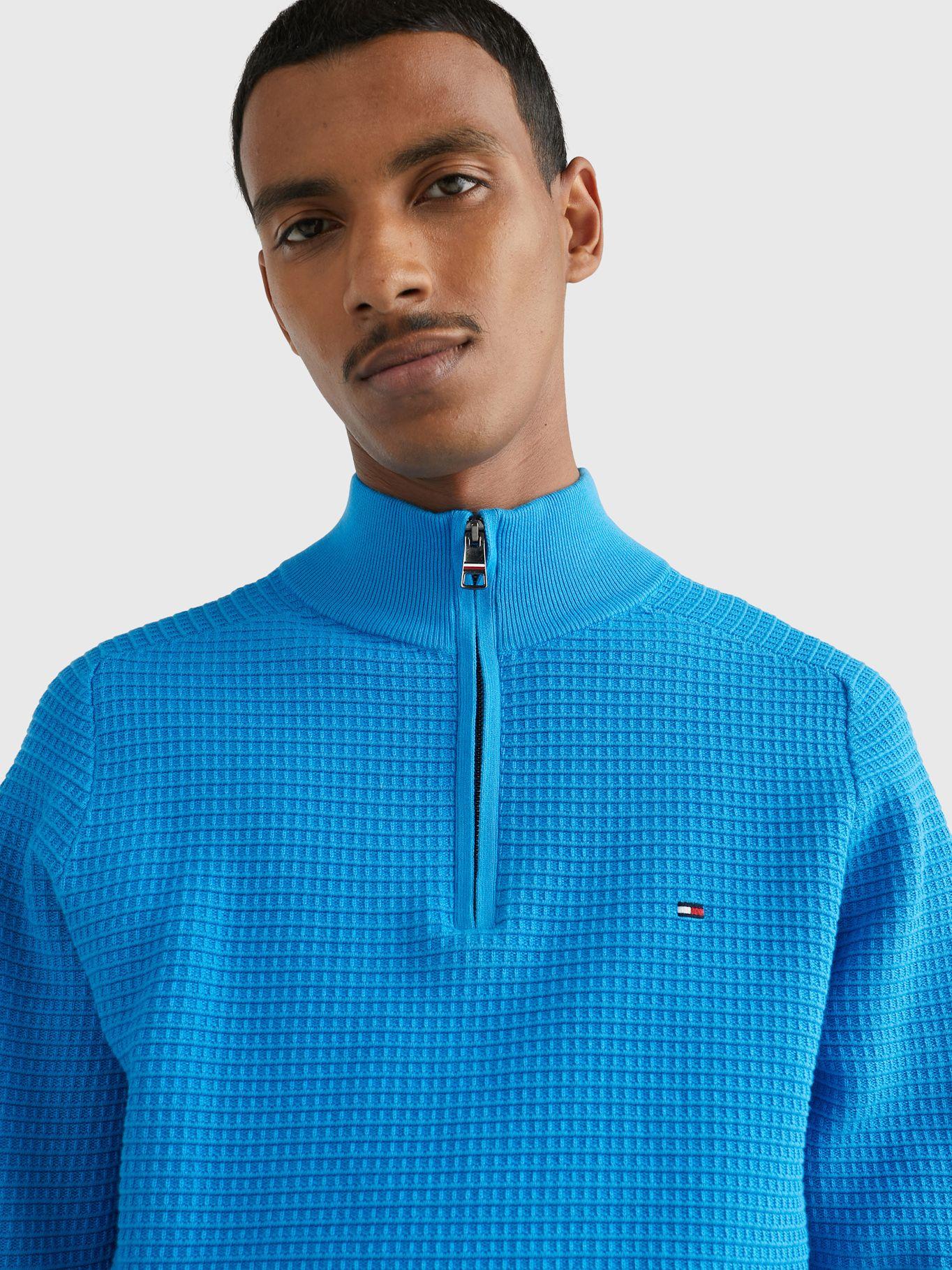Sweater A Cuadros Medio Cierre Celeste Tommy Hilfiger-3