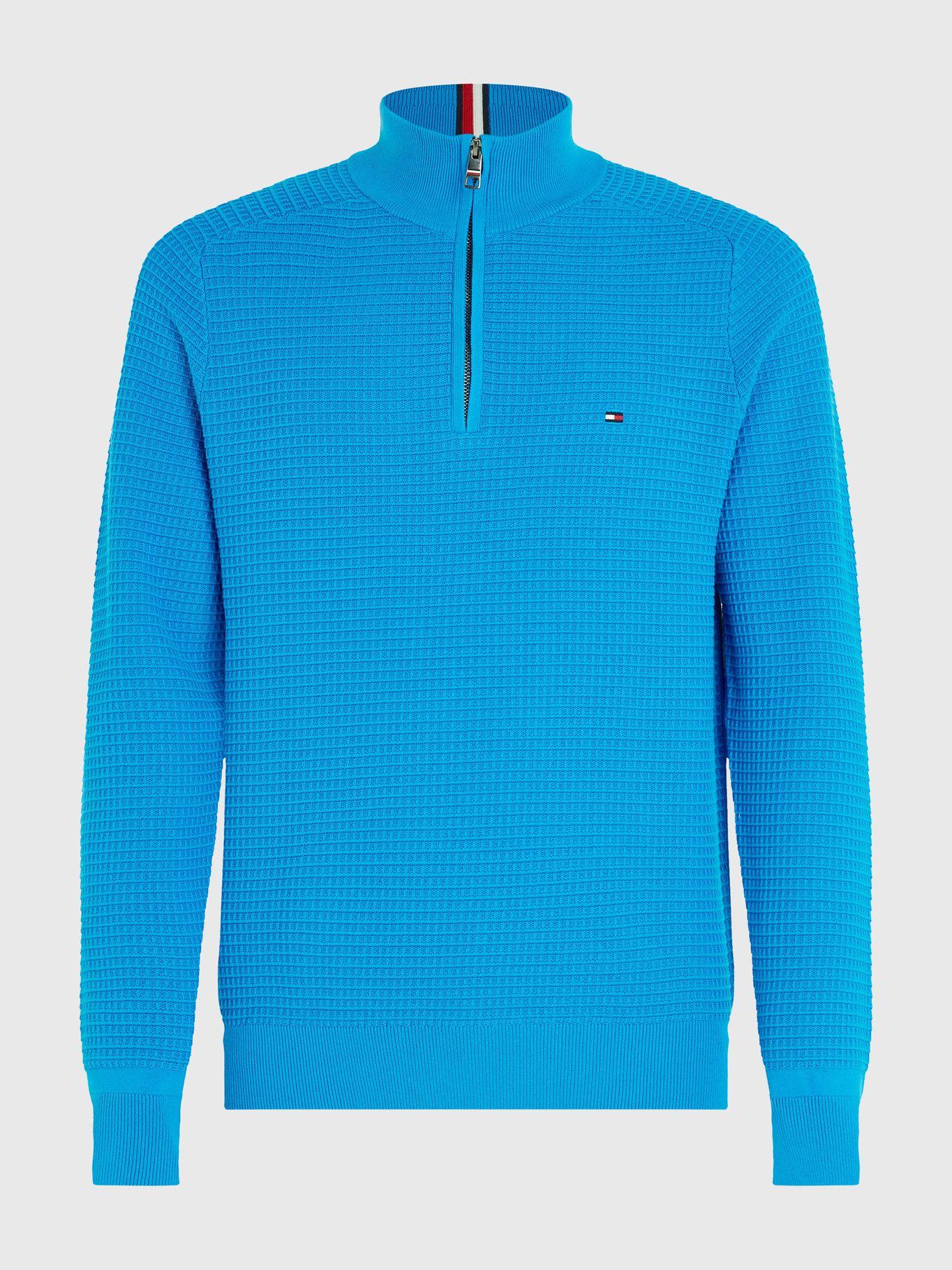 Sweater A Cuadros Medio Cierre Celeste Tommy Hilfiger-4