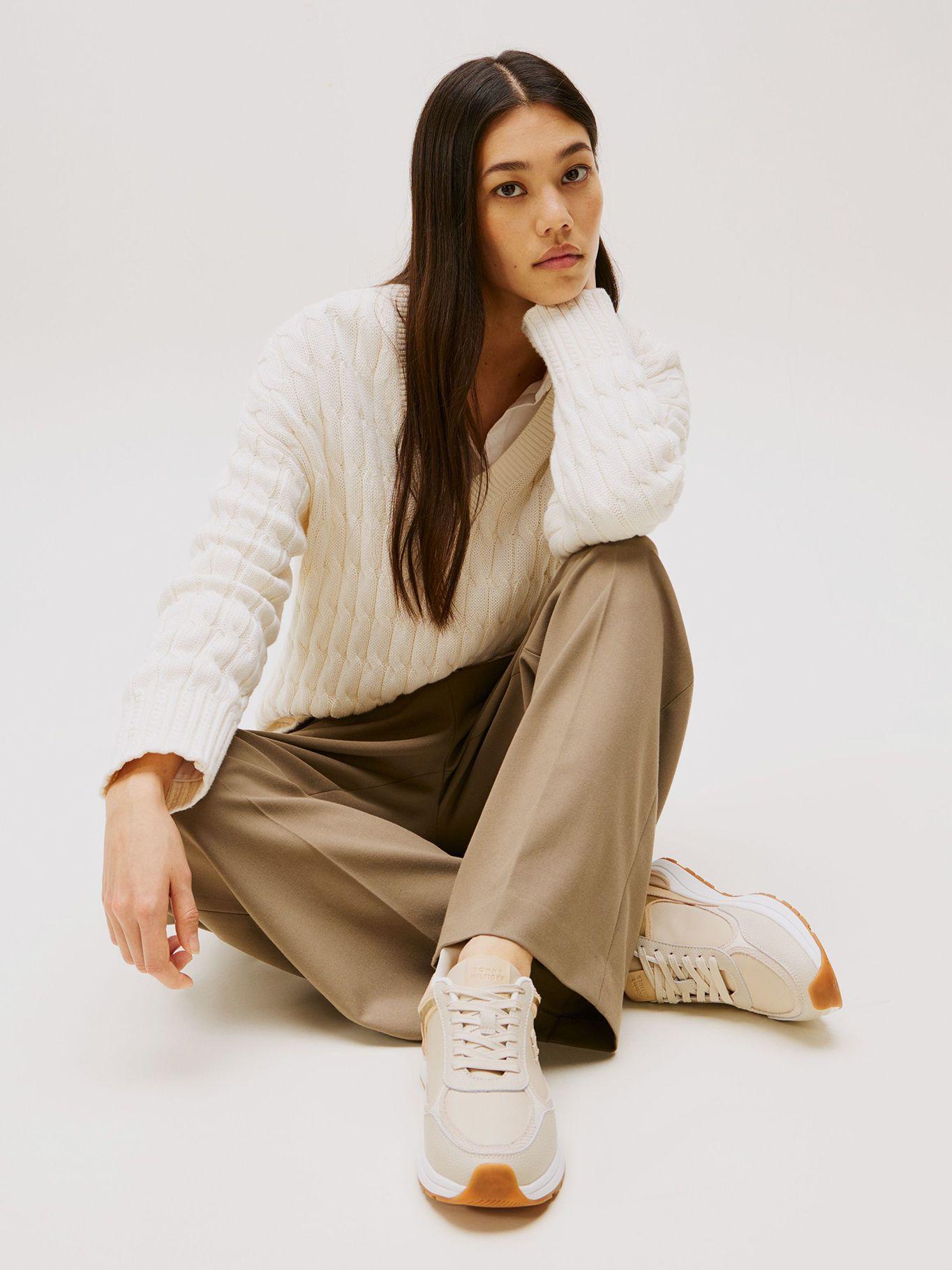 Zapatillas Con Texturas Mixtas Beige Tommy Hilfiger-1