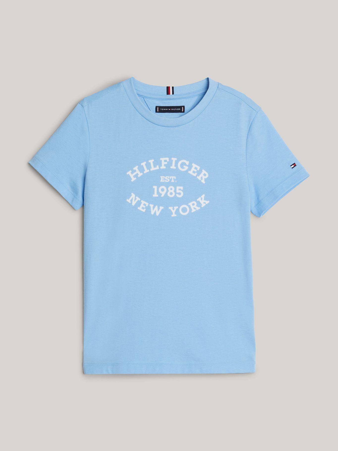 Polera Con Logo Aterciopelado Celeste Tommy Hilfiger-4