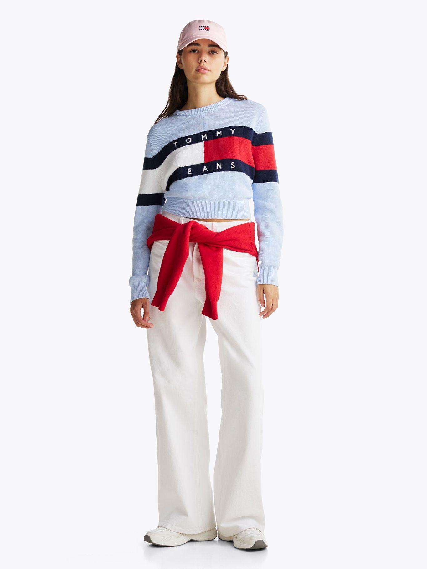Sweater Color Block Relaxed Con Logo Celeste Tommy Jeans-1