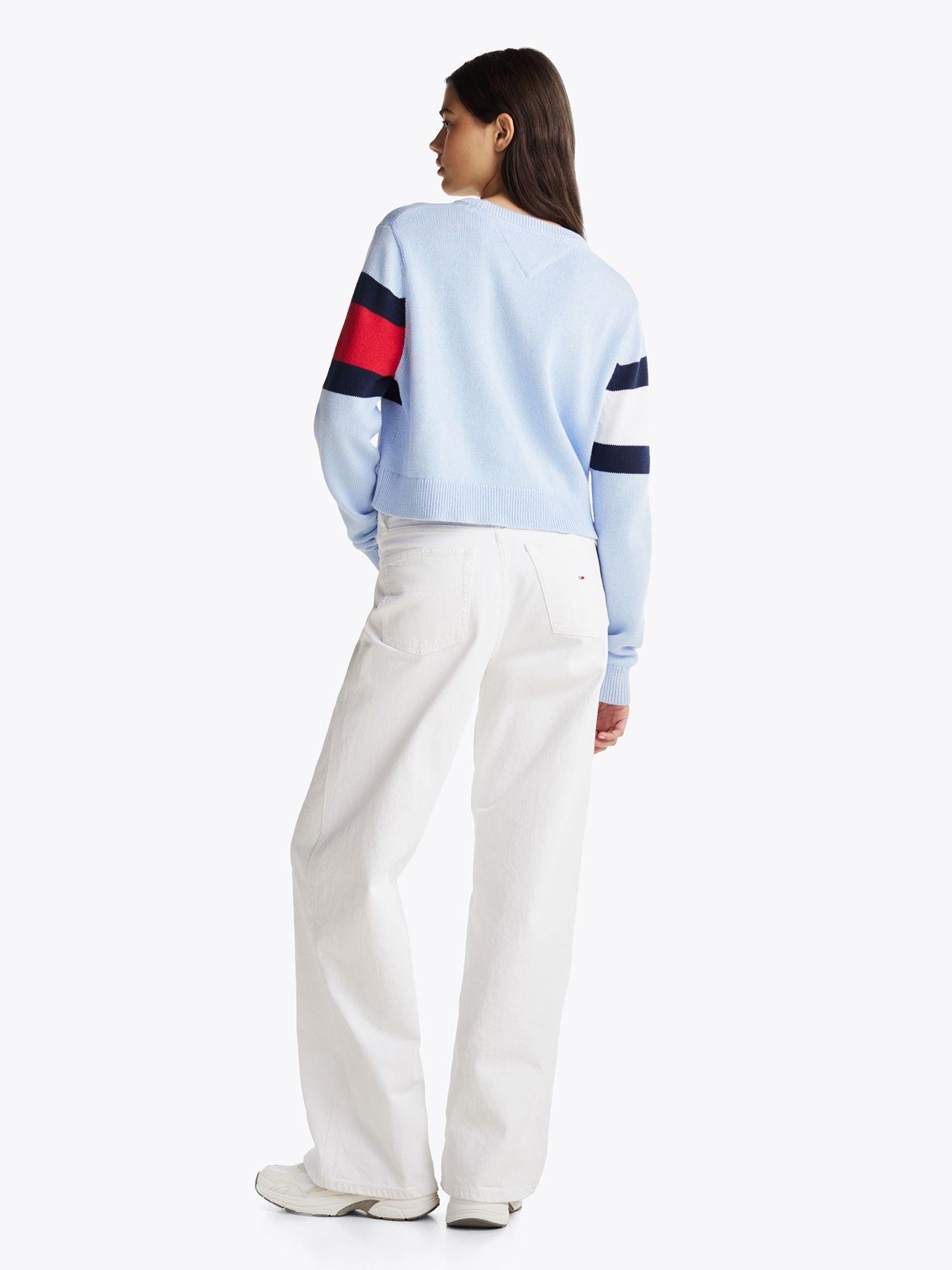 Sweater Color Block Relaxed Con Logo Celeste Tommy Jeans-2