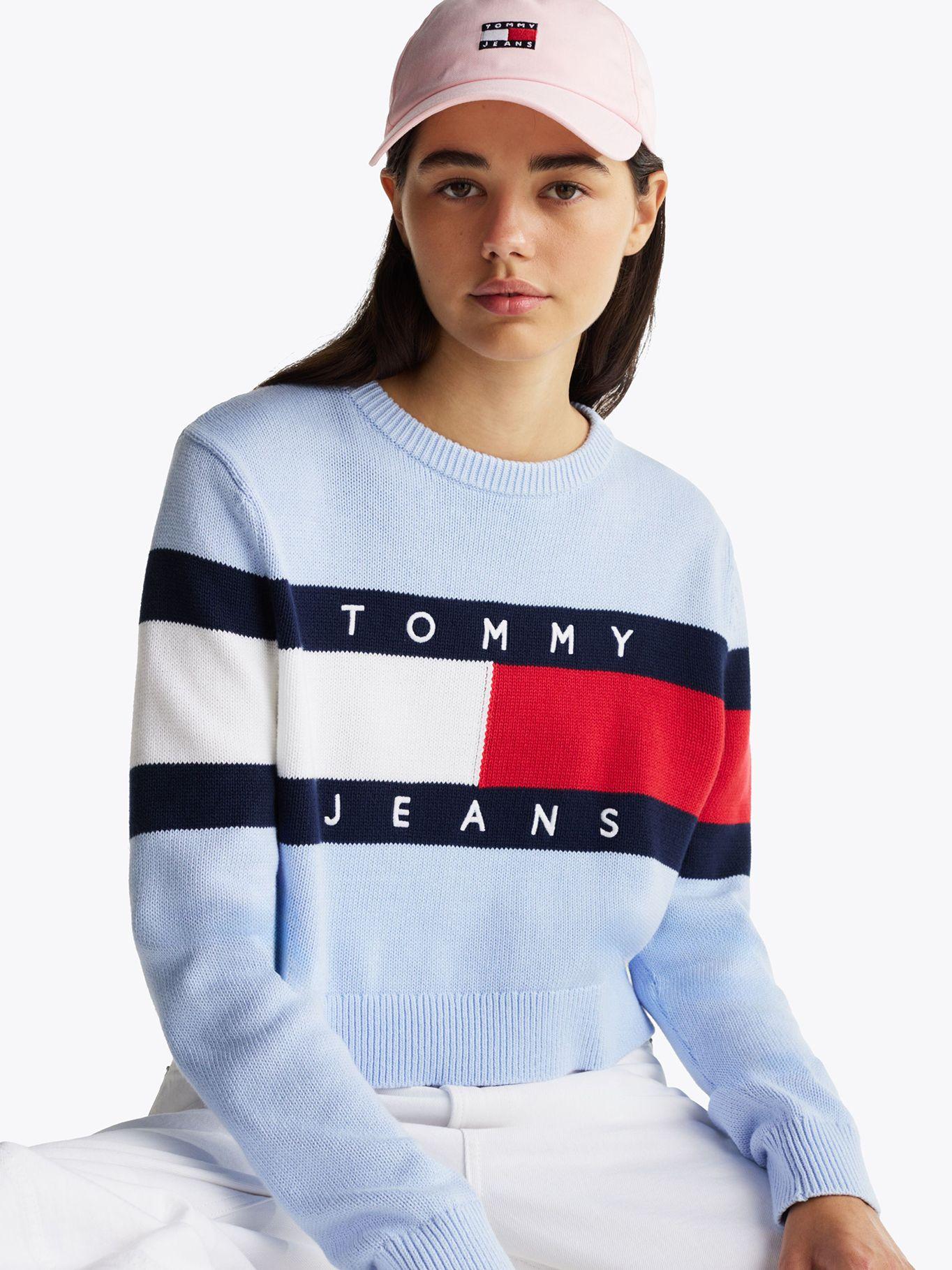 Sweater Color Block Relaxed Con Logo Celeste Tommy Jeans-3