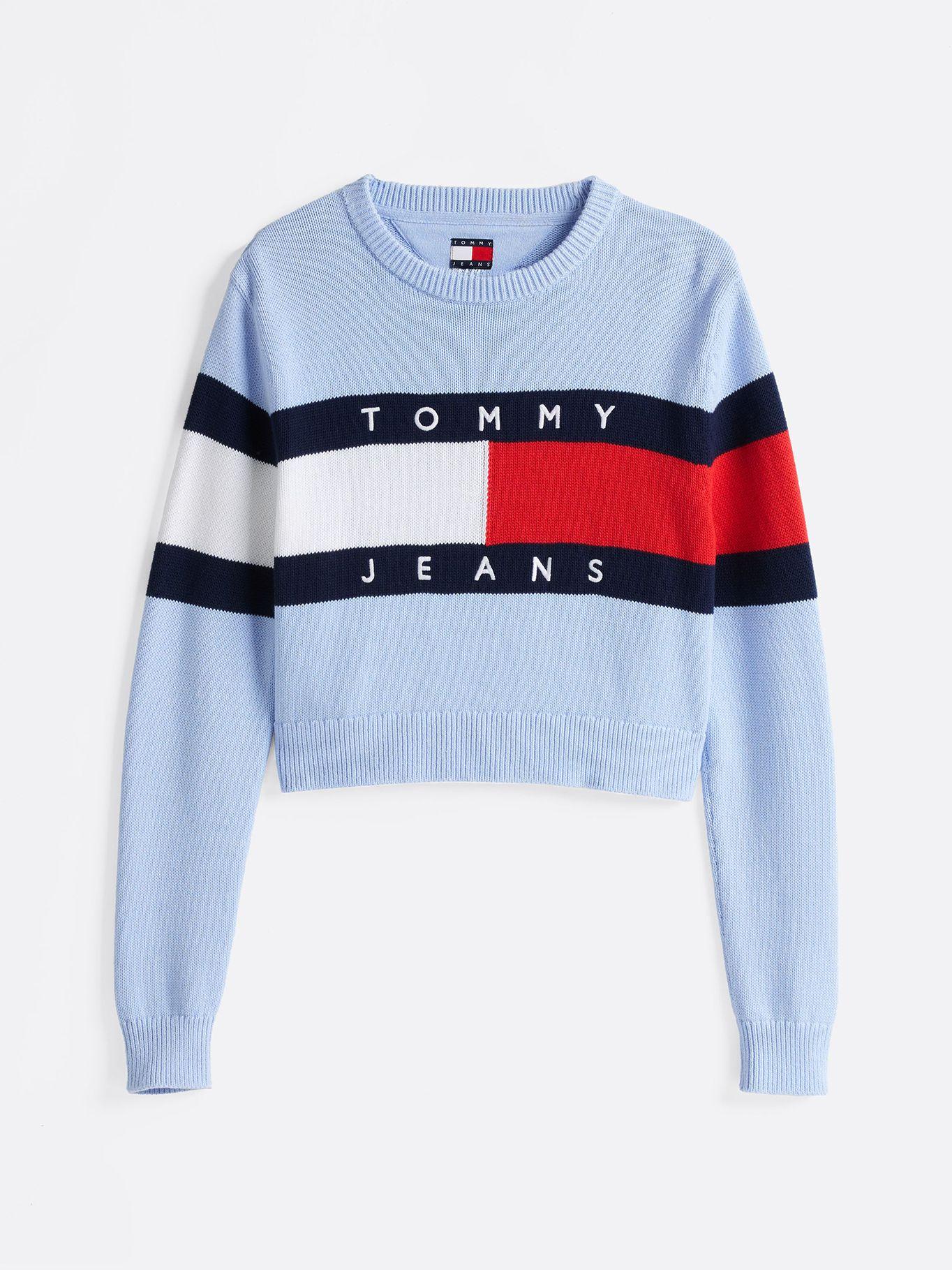 Sweater Color Block Relaxed Con Logo Celeste Tommy Jeans-4
