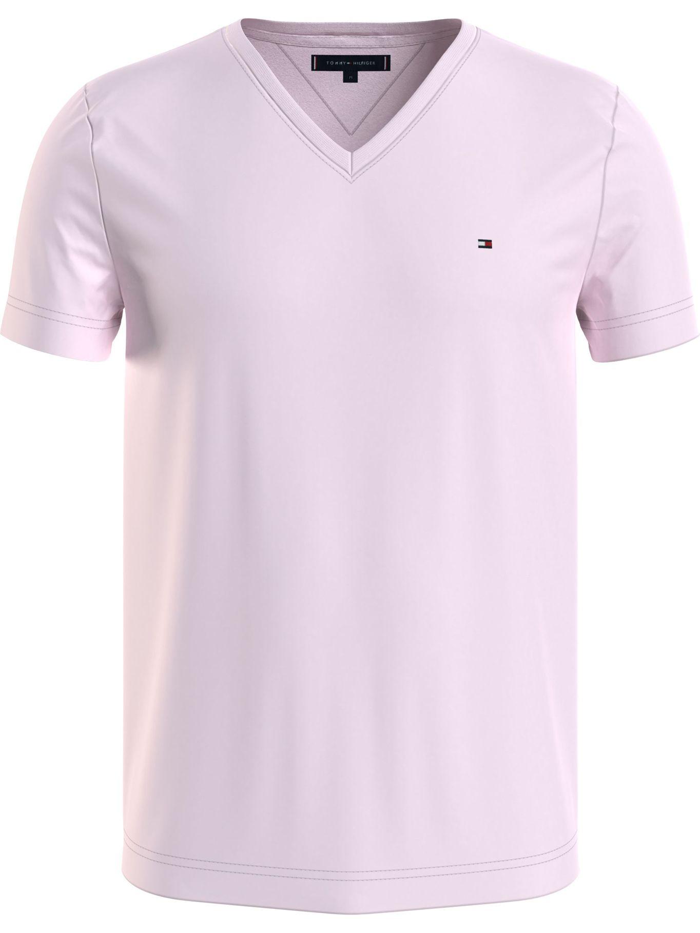 Polera Essential Cotton V-Neck Slim Fit Rosado Tommy Hilfiger-0