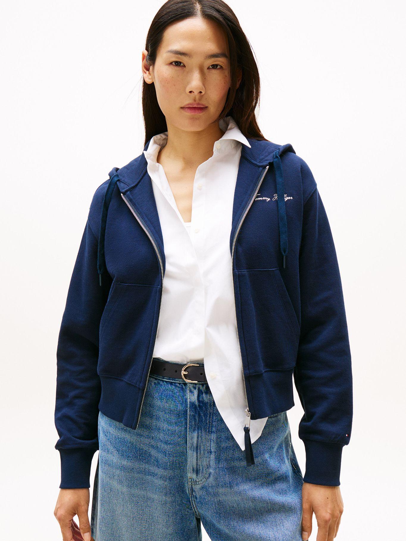 Polerón Hoodie Script  Cierre Azul C1G Tommy Hilfiger-0