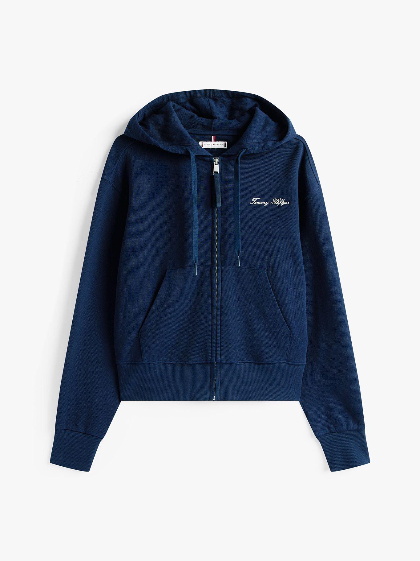 Polerón Hoodie Script  Cierre Azul C1G Tommy Hilfiger-4
