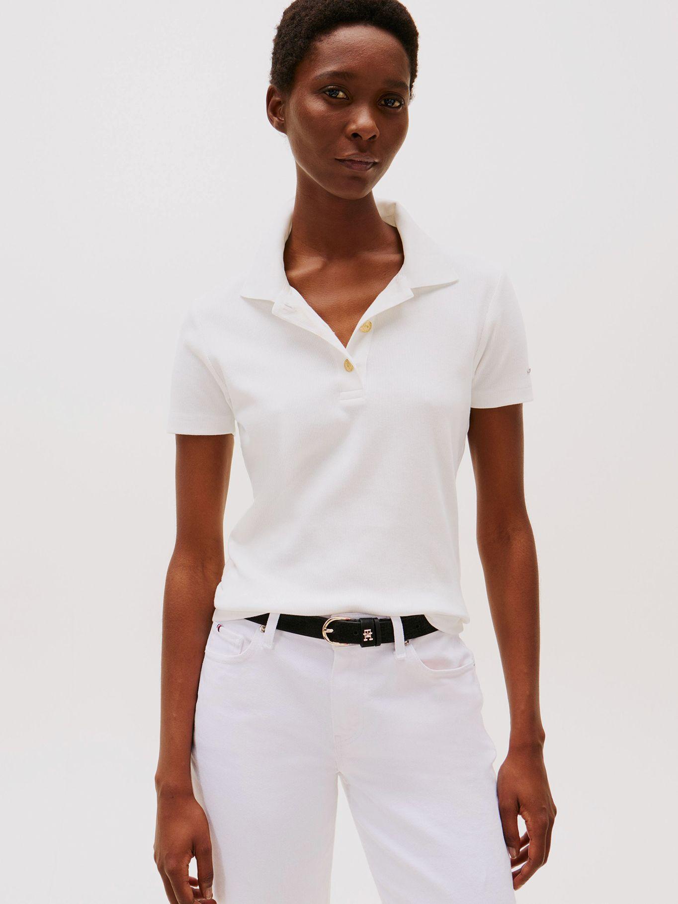 Polo Gold Button Slim Fit Blanco Tommy Hilfiger-0