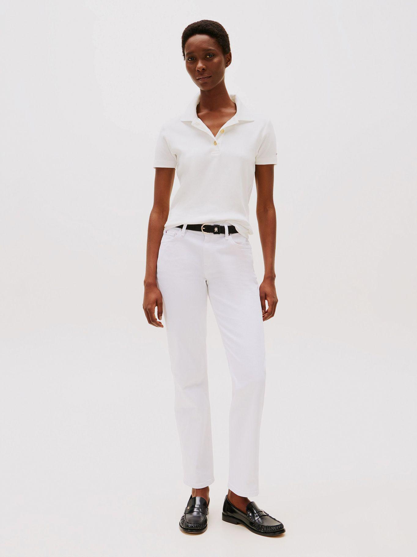 Polo Gold Button Slim Fit Blanco Tommy Hilfiger-1