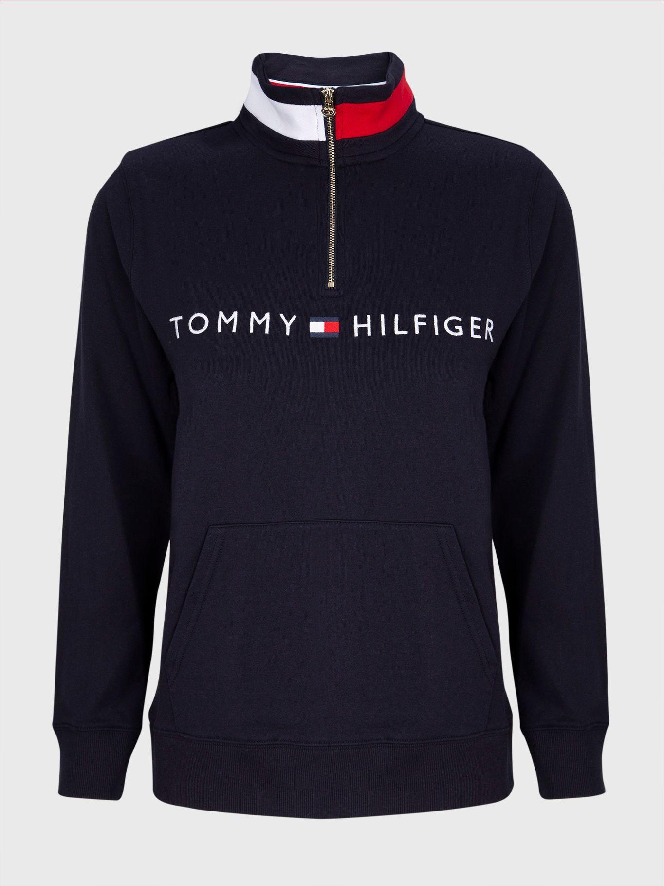 Poleron Cuello Alto Con Cierre Azul Tommy Hilfiger-0