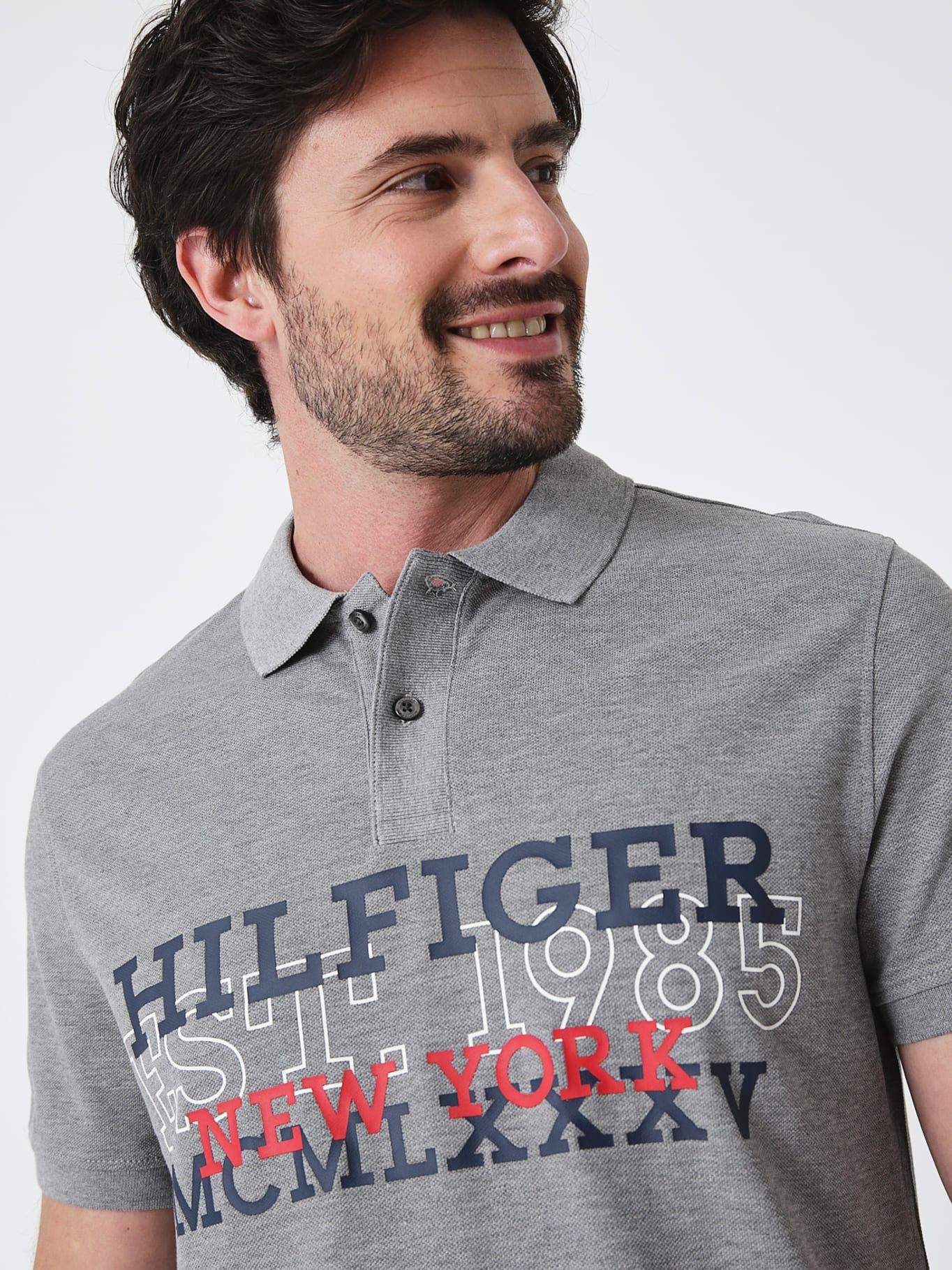 Polo Regular Fit Monotype Logo Gris Tommy Hilfiger-3