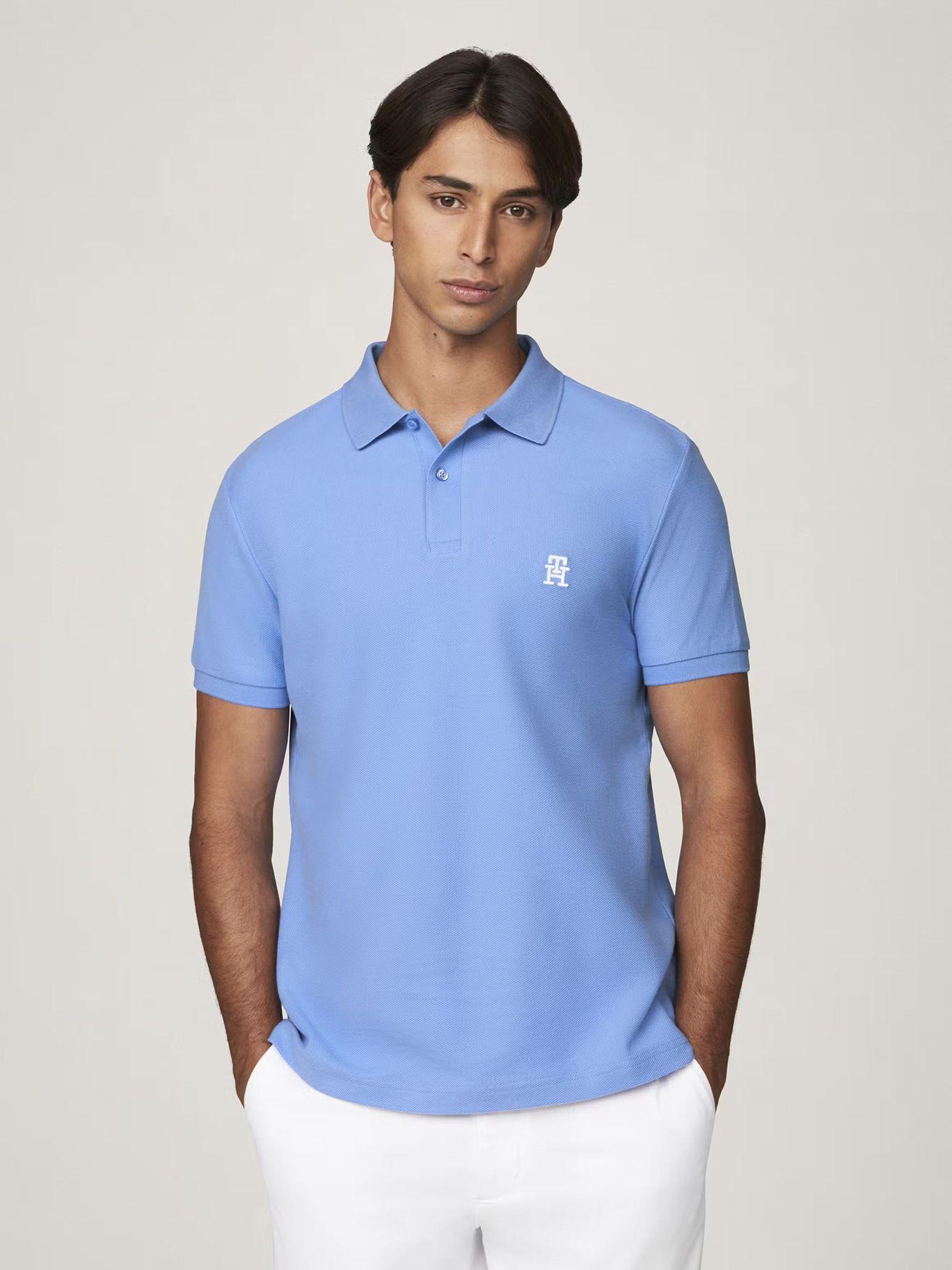 Polo Con Logo De Monogram Celeste Tommy Hilfiger-0