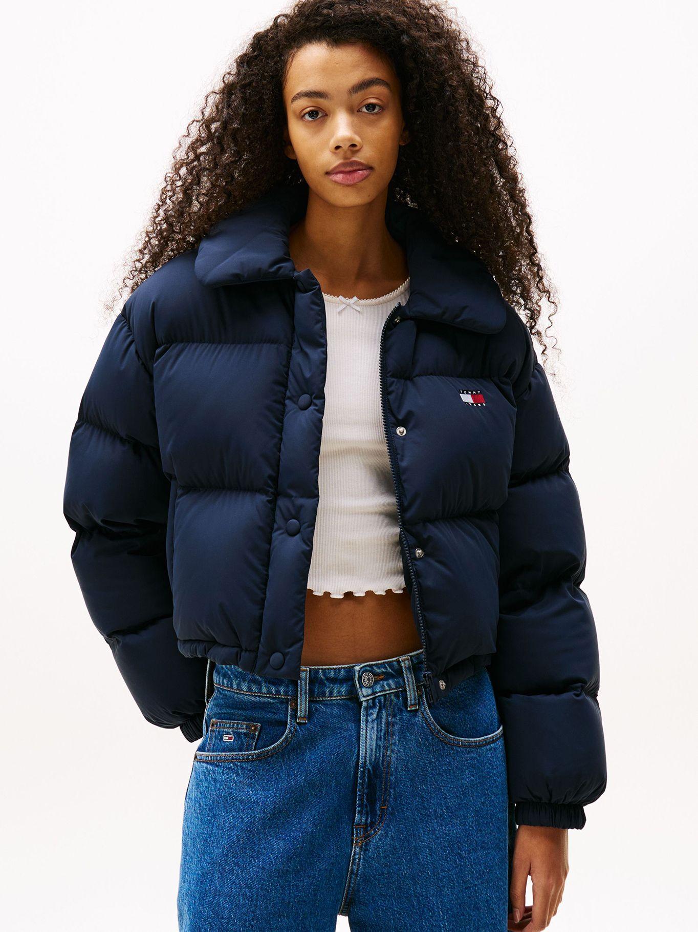 Parka Cropped Acolchada Con Logo Azul Tommy Jeans-0