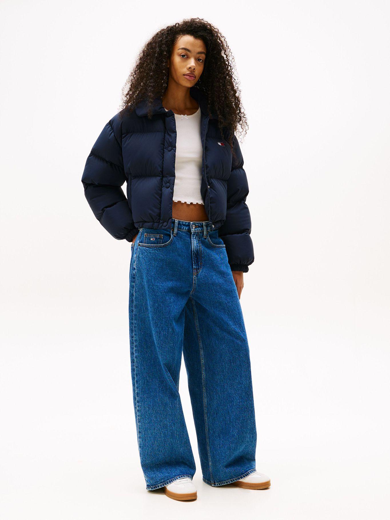 Parka Cropped Acolchada Con Logo Azul Tommy Jeans-1