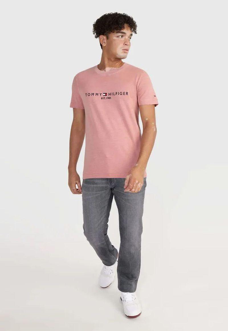 Polera Garment Dye Con Logo Rosado Tommy Hilfiger-1