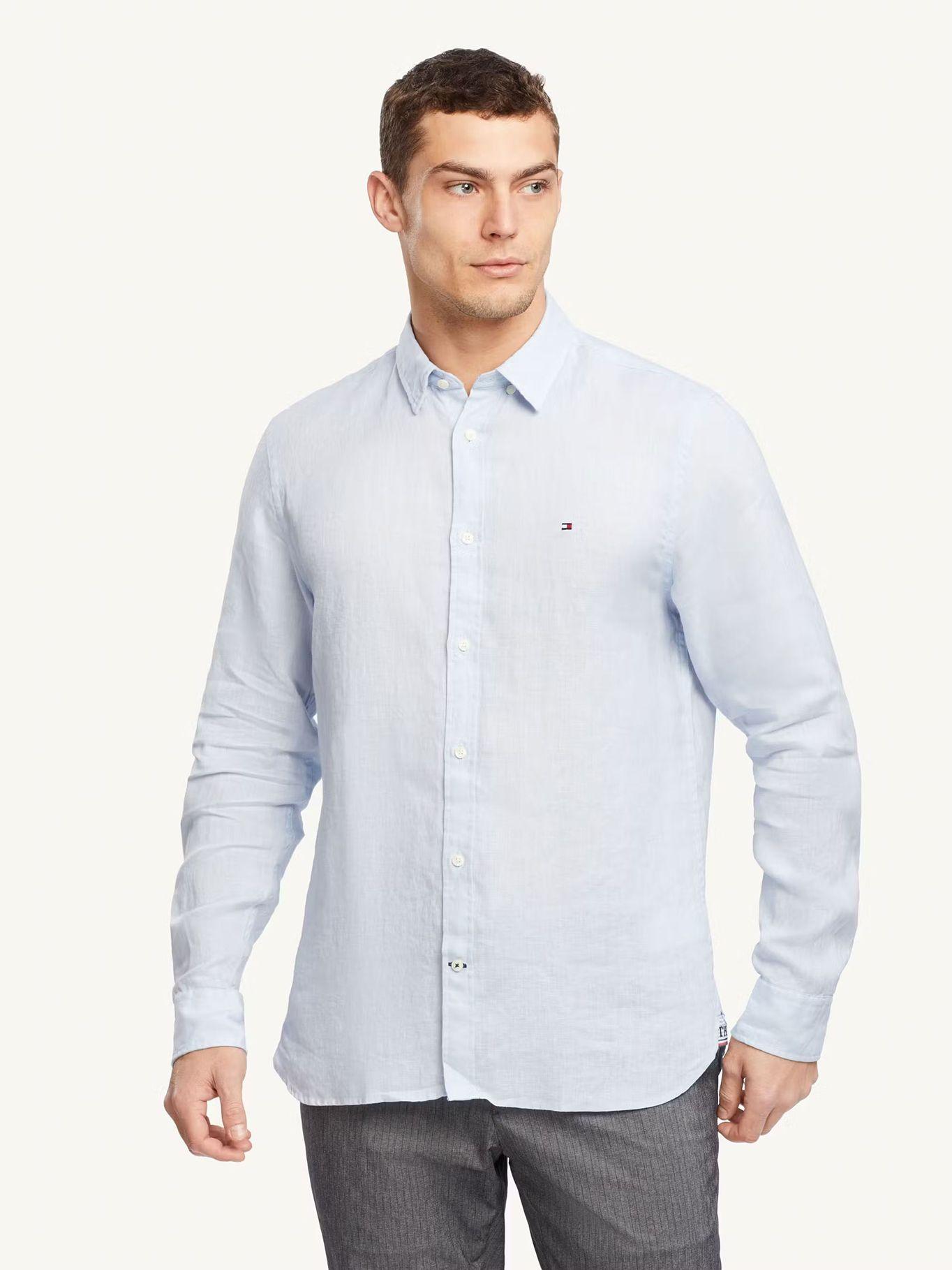 Camisa Lino Regular Fit Celeste Tommy Hilfiger-0