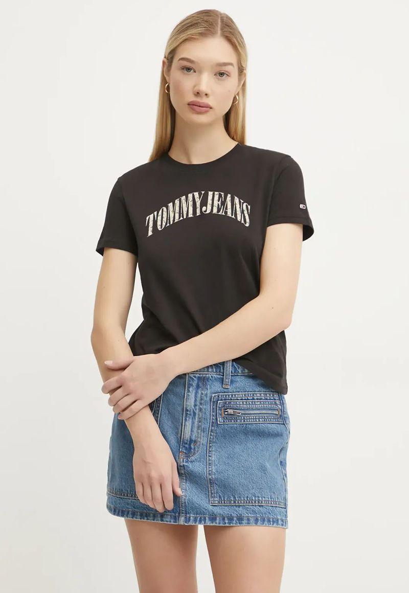 Polera Con Logo De Flores Negro Tommy Jeans-0
