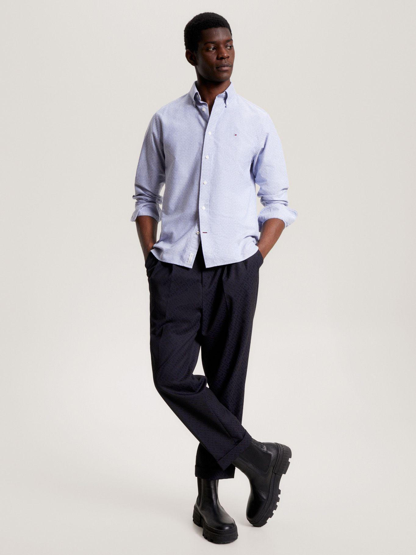 Camisa Dobby Con Corte Regular Celeste Tommy Hilfiger-1