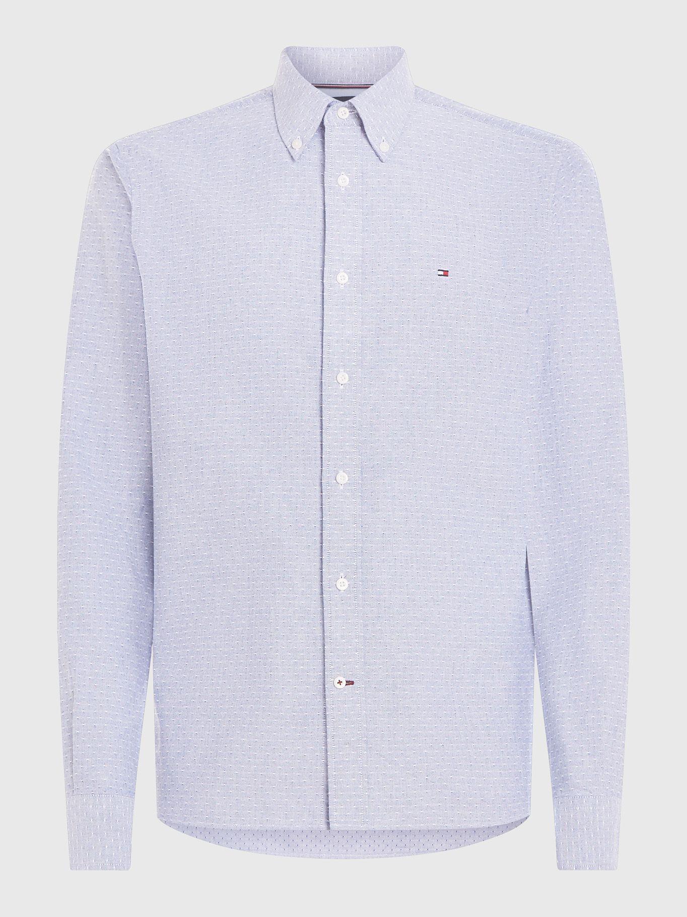 Camisa Dobby Con Corte Regular Celeste Tommy Hilfiger-4