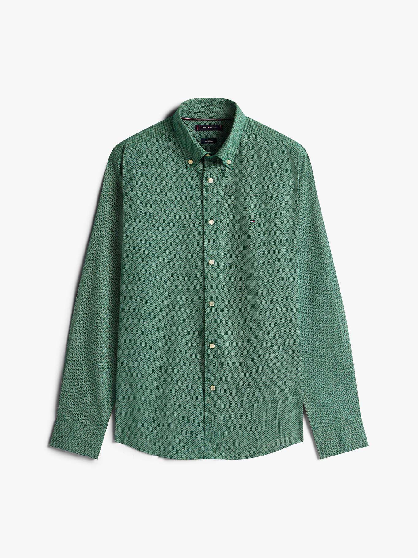 Camisa Micro Print Regular Fit Verde Tommy Hilfiger-4