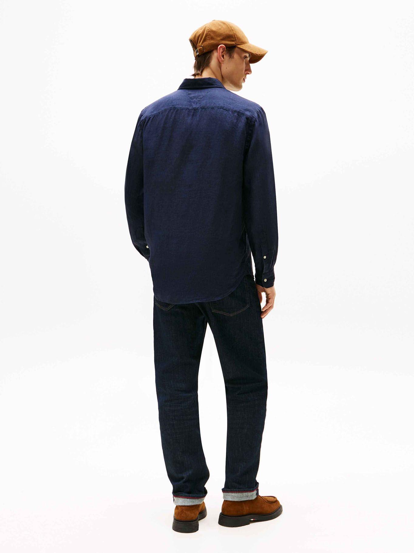 Camisa Solid Regular Fit Con Logo Azul Tommy Hilfiger-2