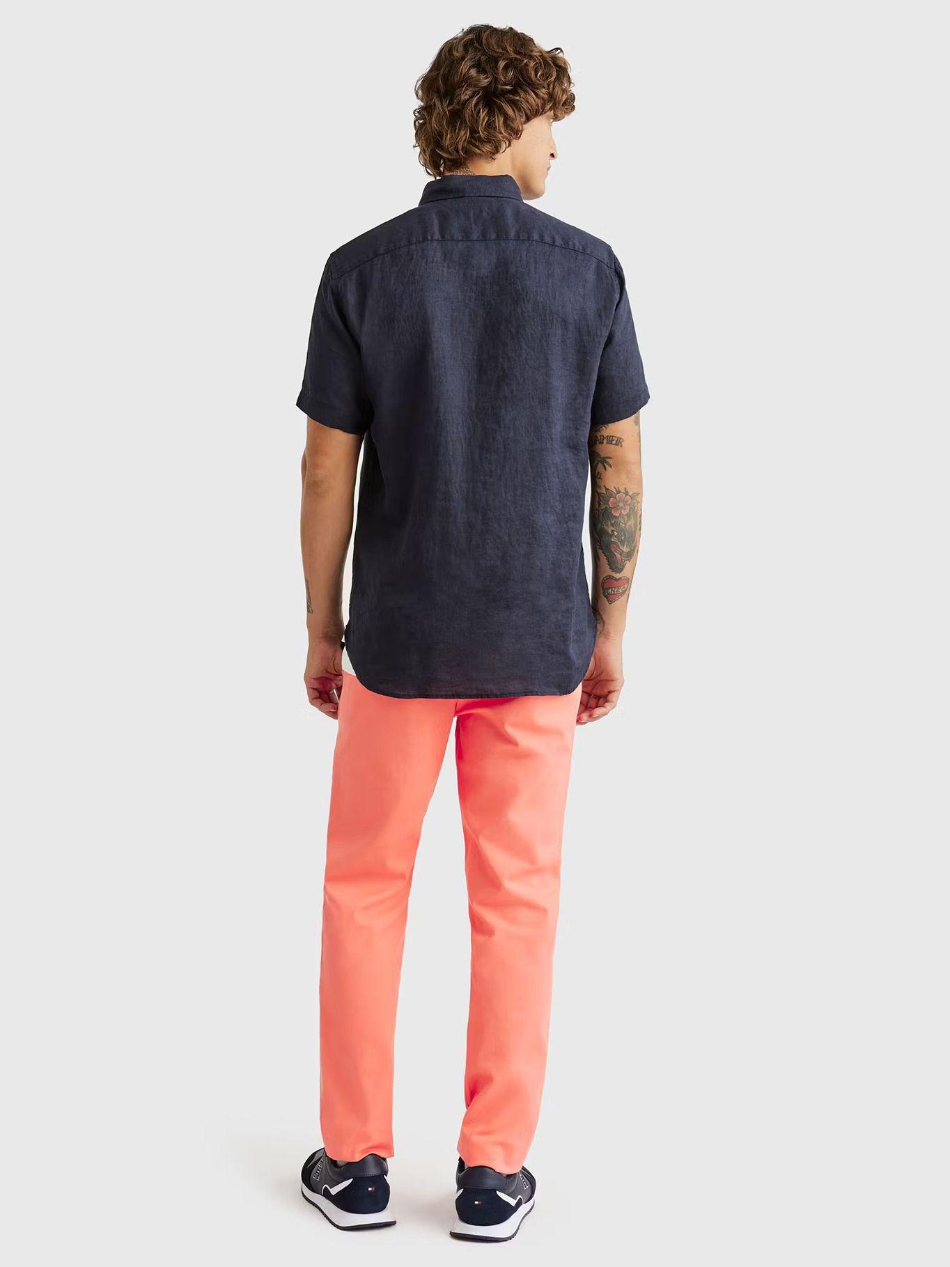 Camisa Premium De Lino Regular Fit Azul Tommy Hilfiger-2
