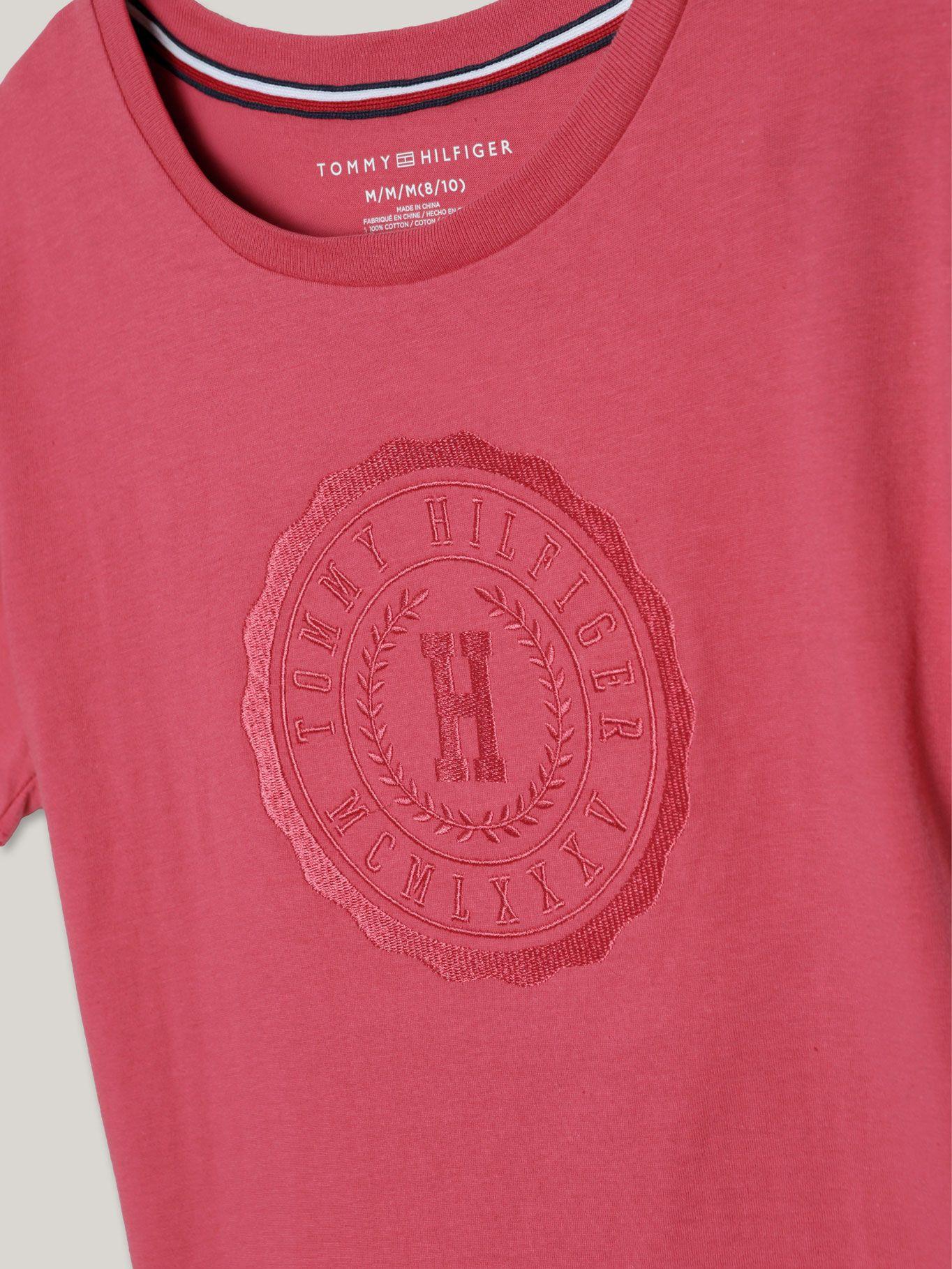 Polera De Niña Con Logo Bordado Rosado Tommy Hilfiger-2