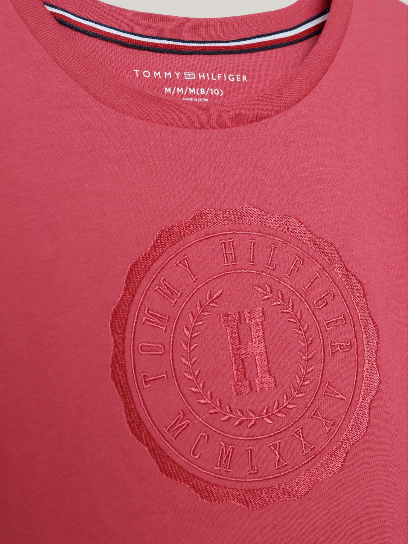 Polera De Niña Con Logo Bordado Rosado Tommy Hilfiger-3
