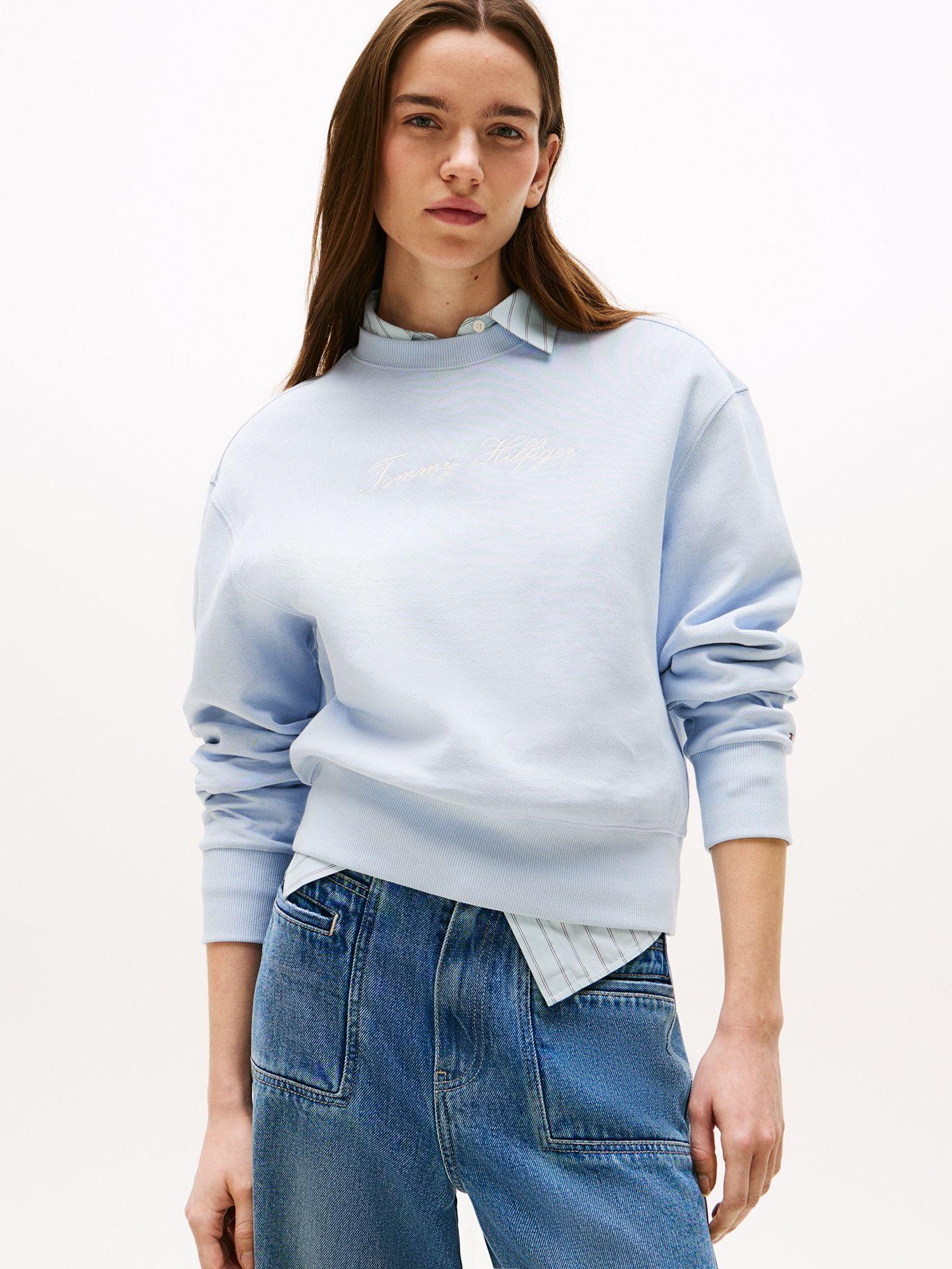 Polerón  Logo Script Bordado Celeste C1O Tommy Hilfiger-0