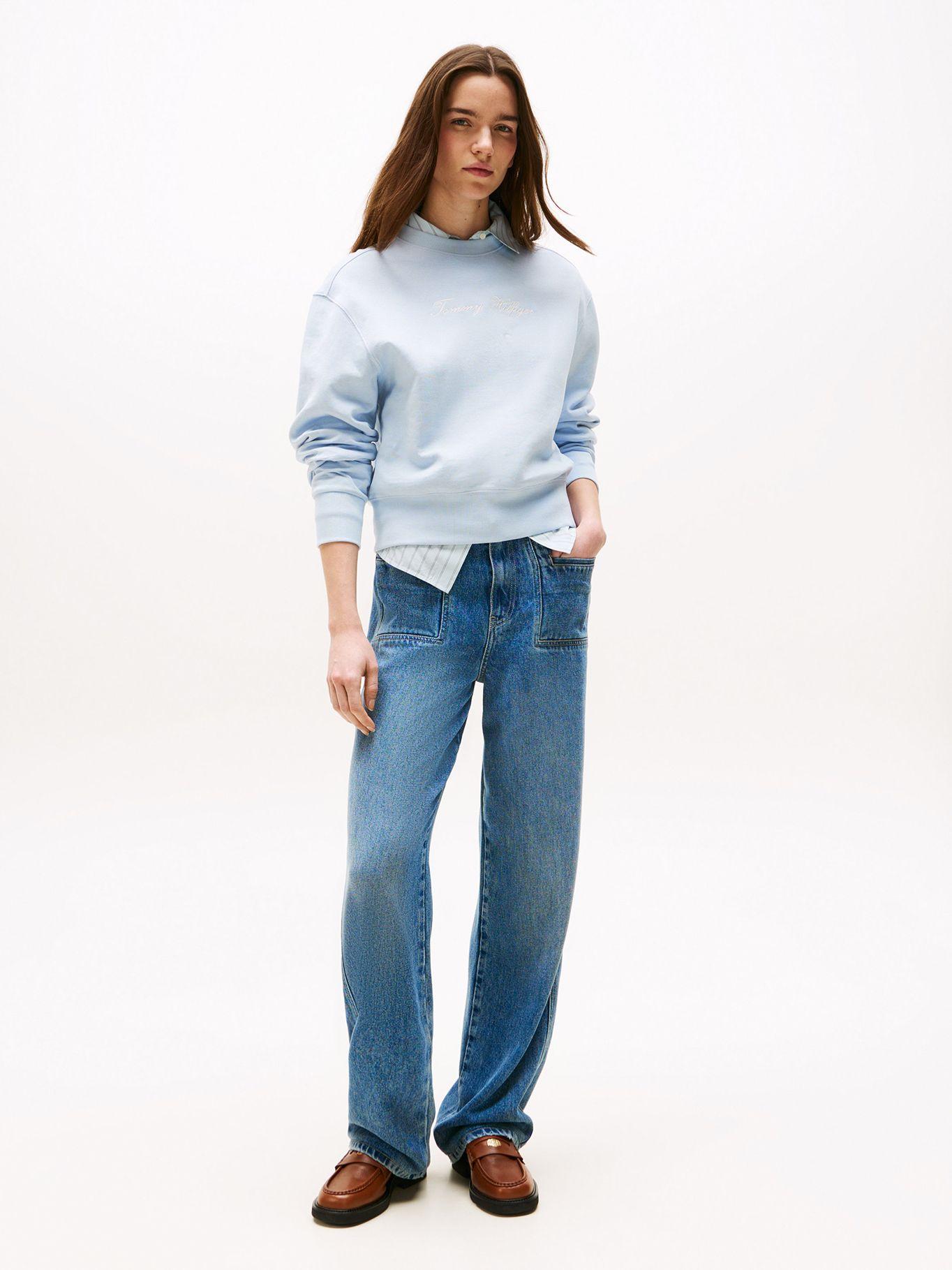 Polerón  Logo Script Bordado Celeste C1O Tommy Hilfiger-1