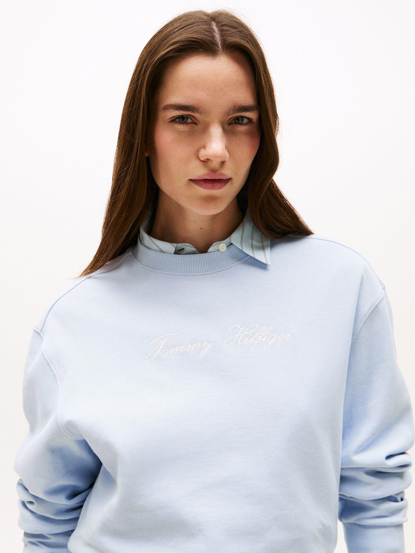 Polerón  Logo Script Bordado Celeste C1O Tommy Hilfiger-3