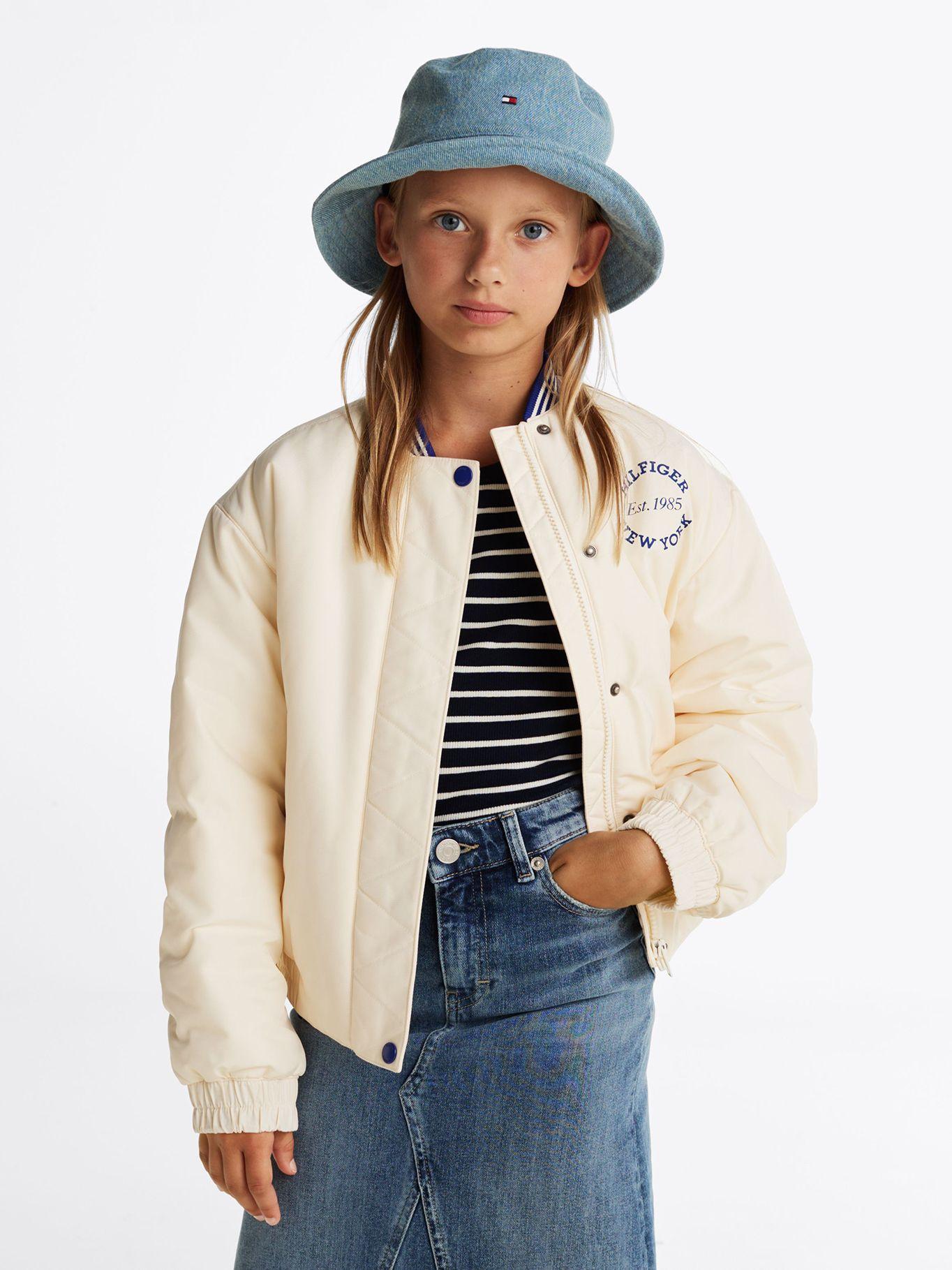 Chaqueta Bomber Varsity De Satén Beige Tommy Hilfiger-0