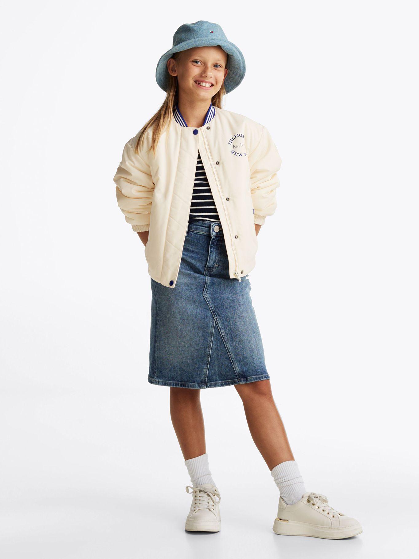 Chaqueta Bomber Varsity De Satén Beige Tommy Hilfiger-1