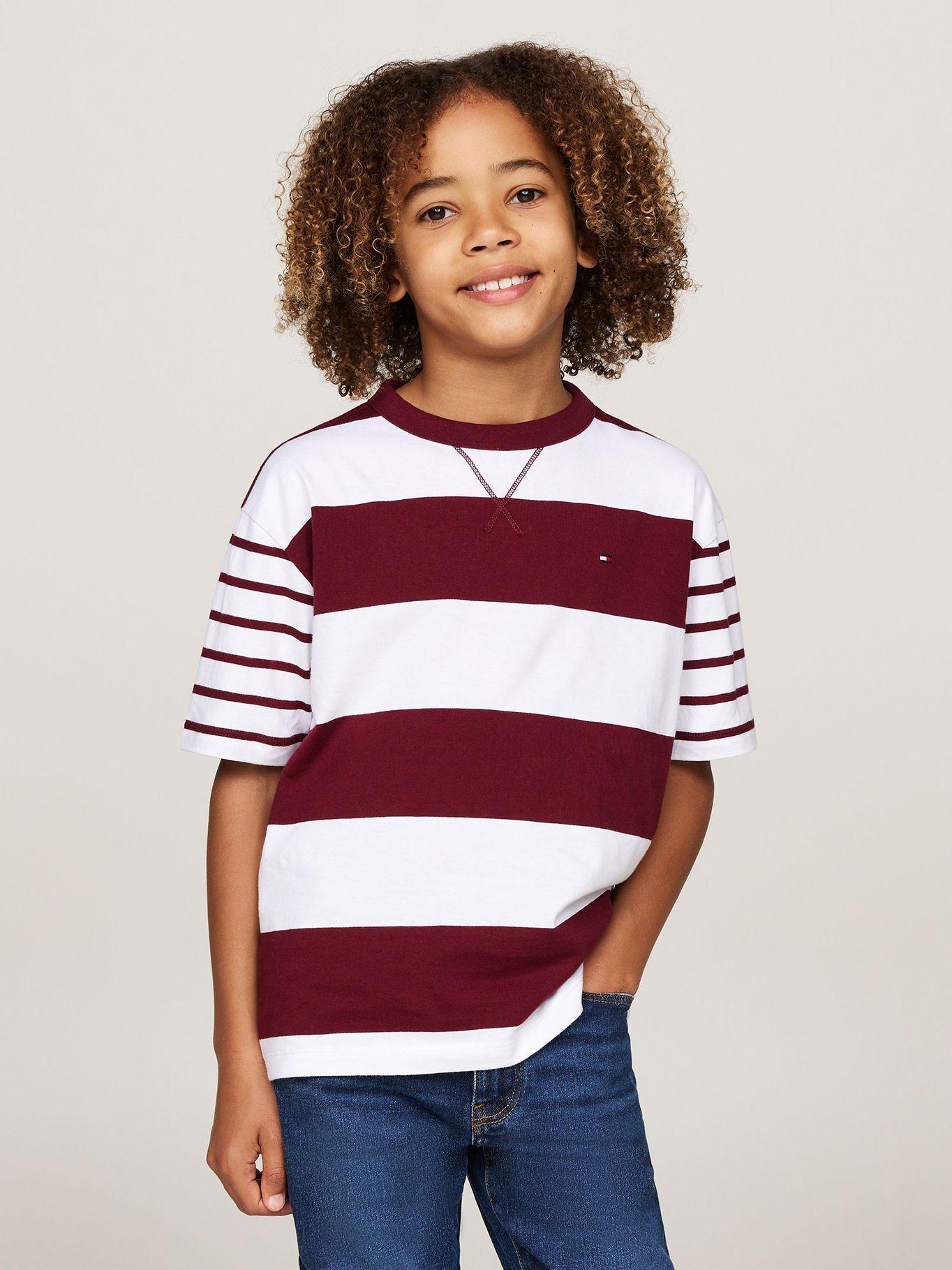 Polera De Niño A Rayas y Logo Multicolor Tommy Hilfiger-0
