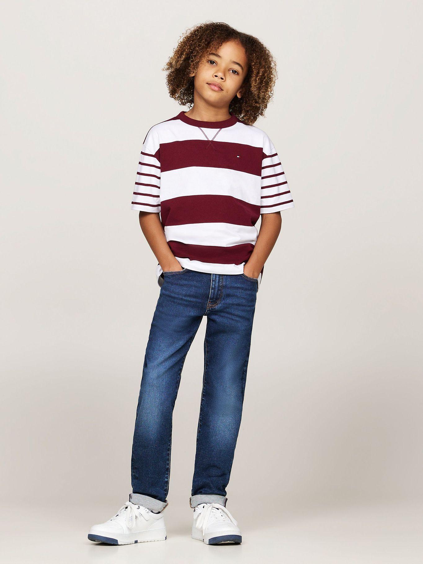 Polera De Niño A Rayas y Logo Multicolor Tommy Hilfiger-1