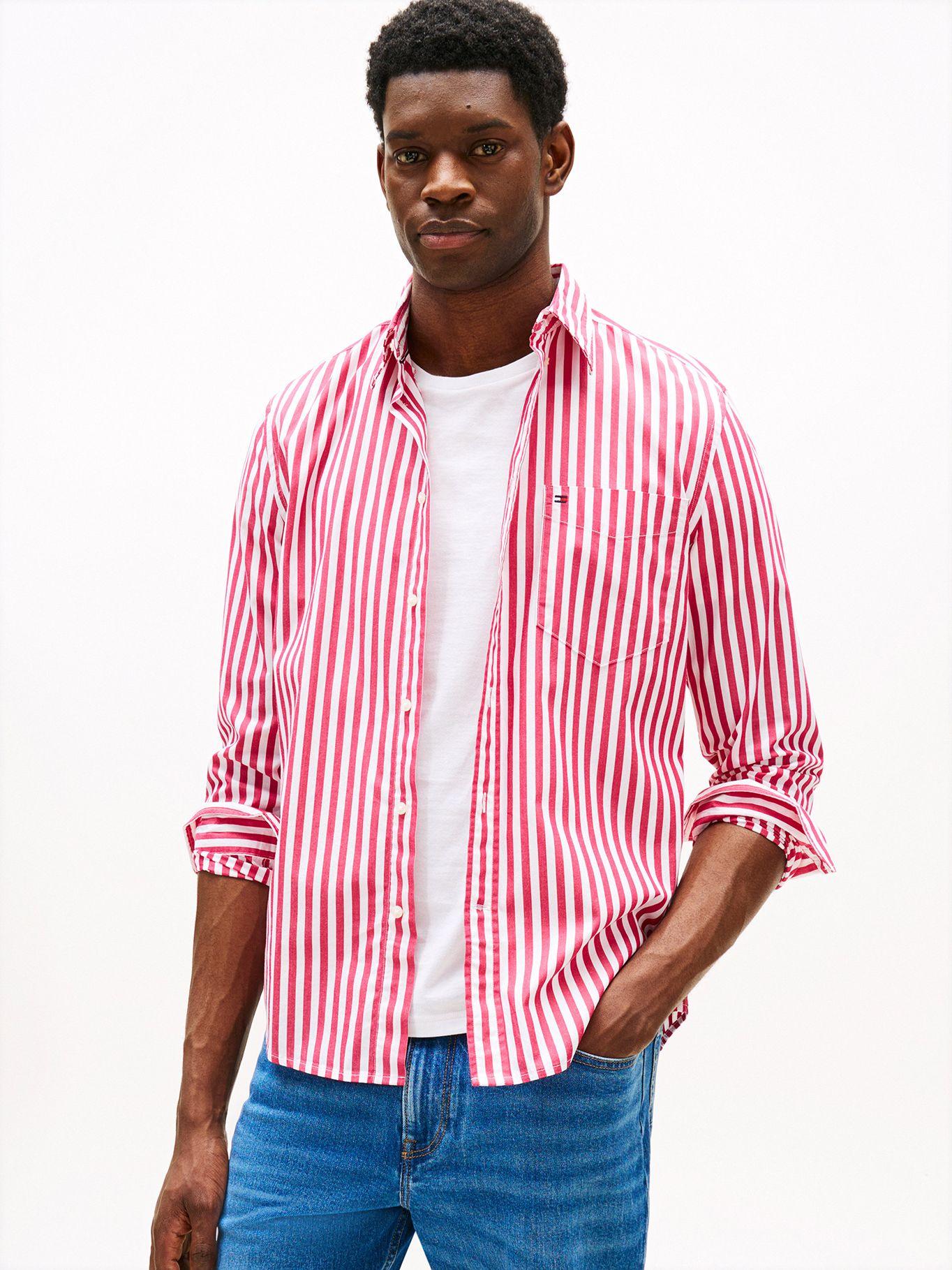 Camisa  Rayas Th Flex Regular Fit Rosado Tommy Hilfiger-0