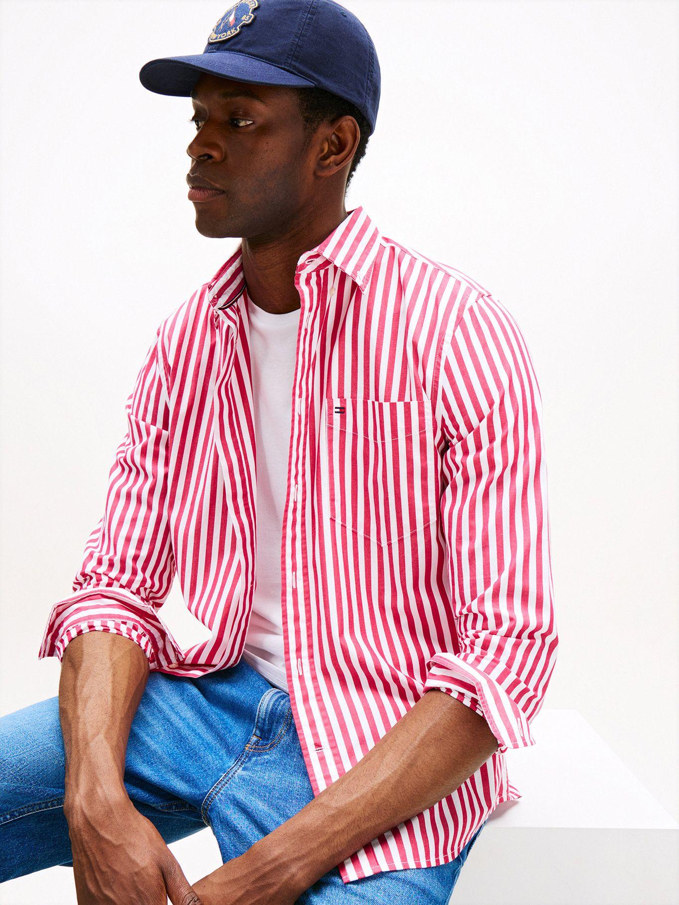 Camisa  Rayas Th Flex Regular Fit Rosado Tommy Hilfiger-3