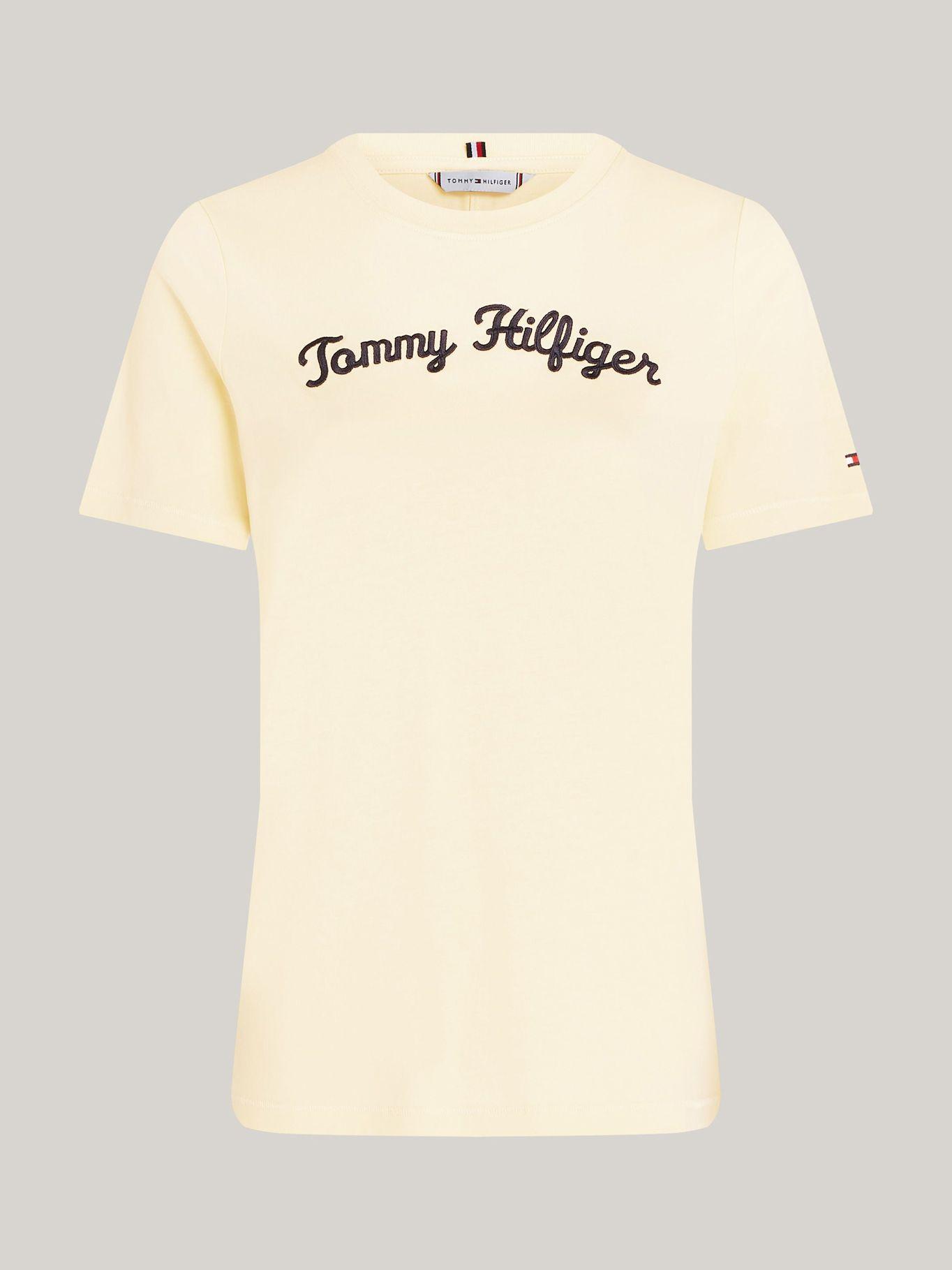 Polera Con Logo Script Bordado Amarillo Tommy Hilfiger-4